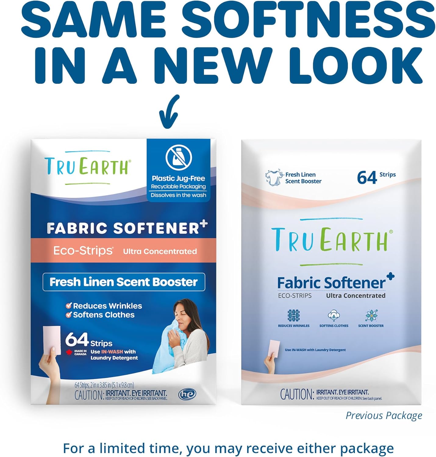 Tru Earth Fabric Softener Strips for Washing Machine, Alternative to Fabric Softener Liquid and Pods, Fresh Linen Scent Booster, Up to 128 Loads Per 64-Count