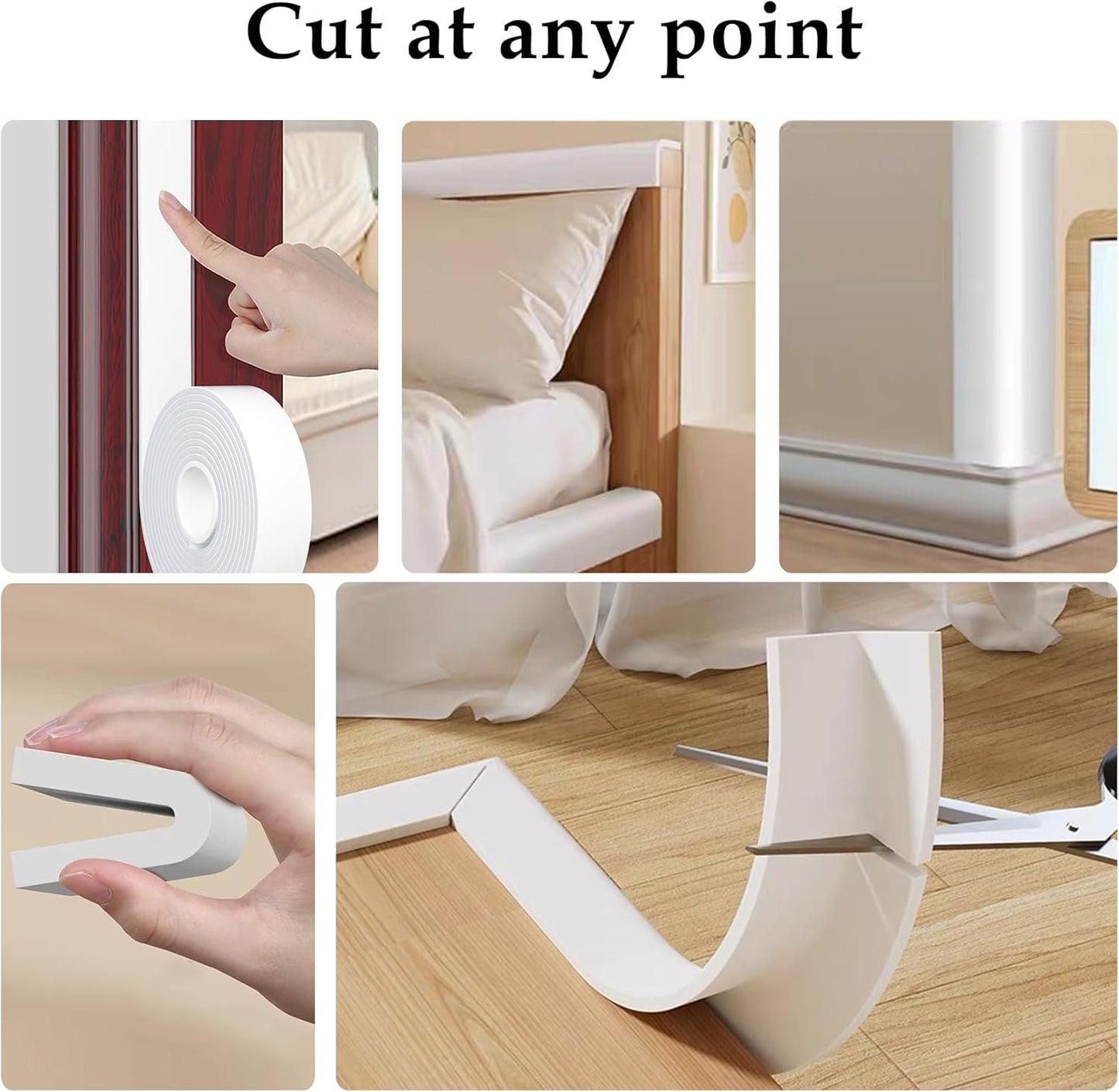 Weather Stripping Door Seal White,1Inch Wide X 1/4 Inch Thick,Air Conditioner Window Seal,Self Adhesive Foam Tape High Density Foam Sealing Strip,Door Soundproof Foam Tape Roll,2 Rolls Total 32.8Ft