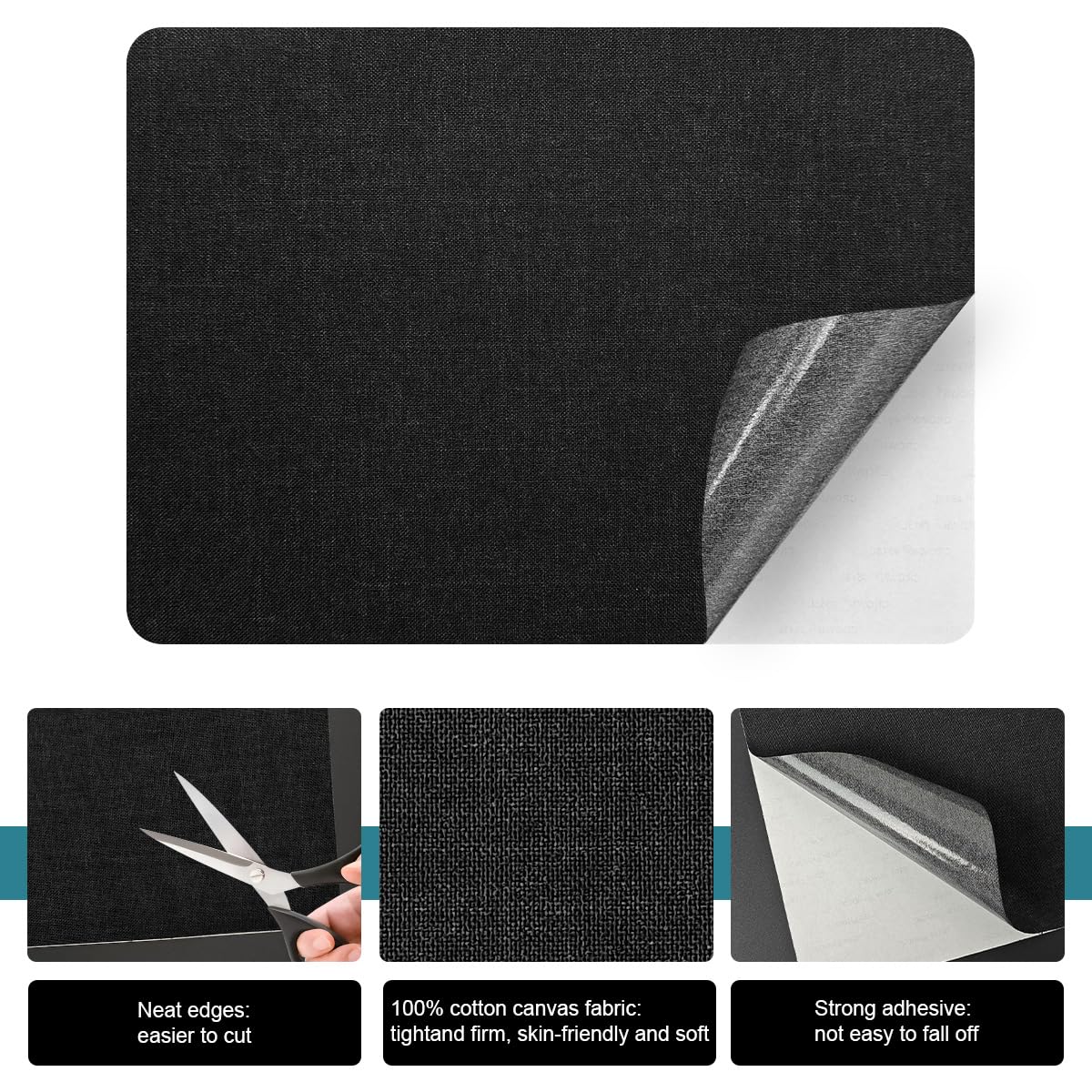 J.CARP 2Pcs Linen Repair Patches, Large Self-Adhesive Fabric Patch for Sofas, Couch, Furniture, Car Seats (8 * 11 inches-2PCS Floral Black)