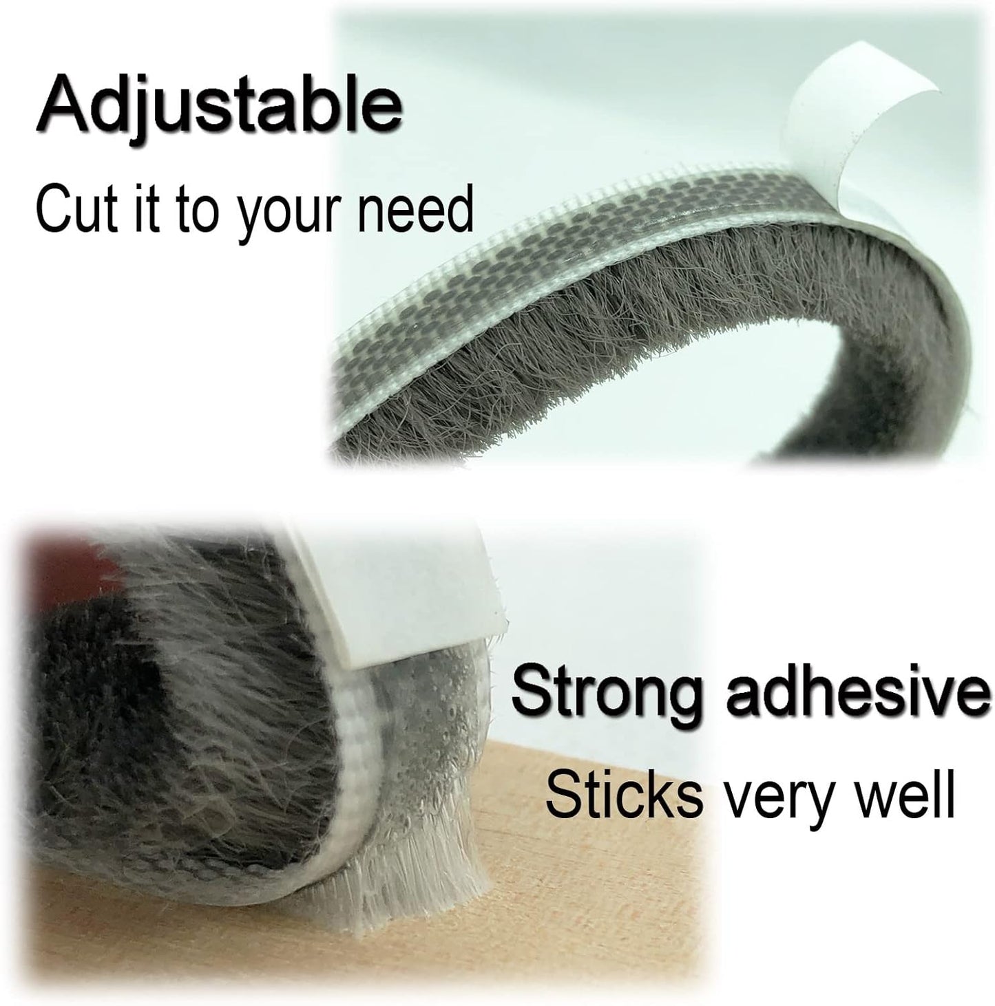 Weather Stripping Brush for Sliding Windows/Doors Frame Side,Pile Self Adhesive Weatherstrip Seal Strip Sealer Draft Stoppers (80ft x11/32 Backing x 11/32 Brush inch, Black)