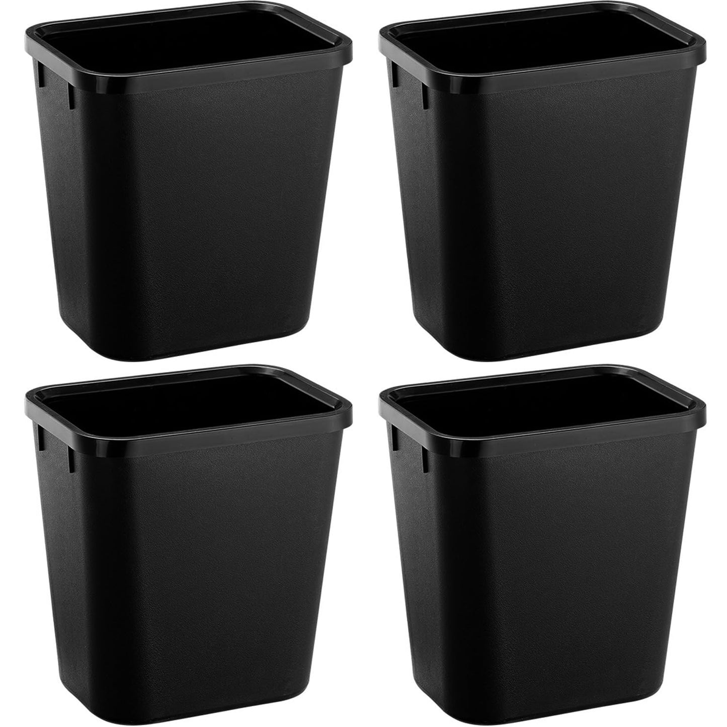 Black Small Trash Can 4Pack, 2Gallon/8 L Plastic Office Trash Can Garbage Can Under Desk, Trash Cans for Bedroom, Office and Kitchen, Bathroom Trash Can Fits Narrow Space, Plastic Trash Can