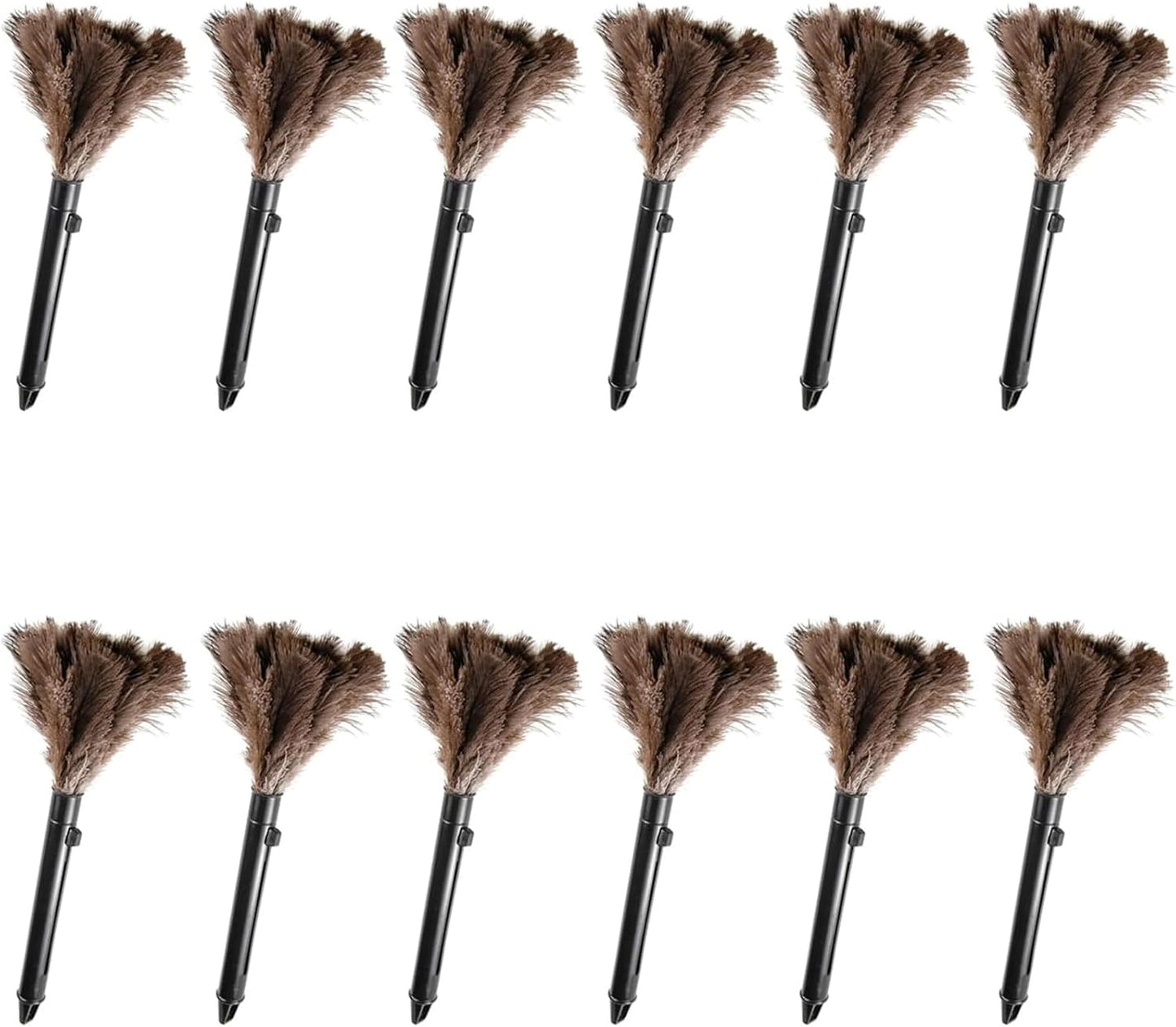 Retractable Feather Duster-Genuine Ostrich Feathers,Anti-Static,Reusable Eco-Friendly Handheld Cleaning for Keyboard,Home,Car,Office(10 to 15 Inches) 12Pack