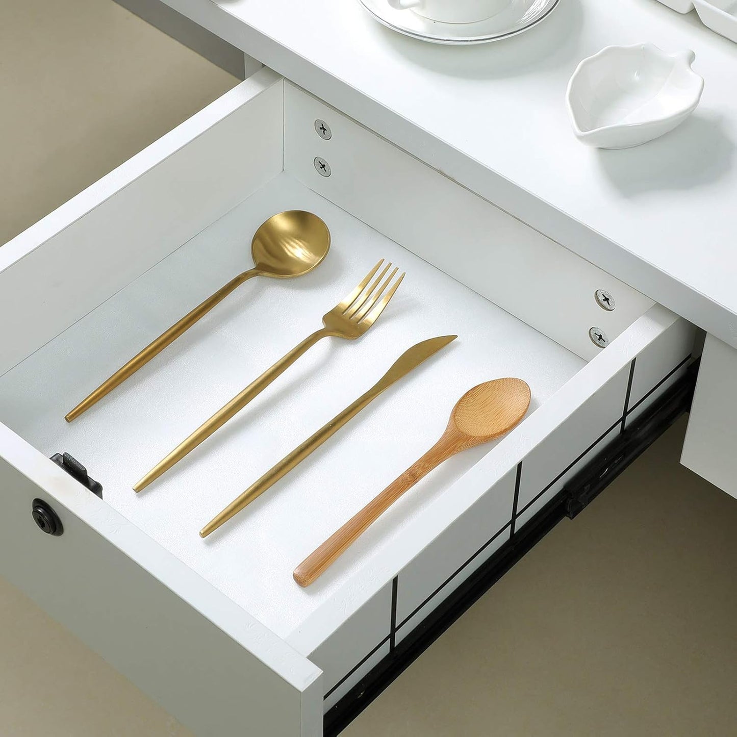 Shelf Liner Silicone Shelf Liners for Kitchen Cabinets Non-Adhesive Non-Slip Waterproof Cabinet Liner Drawer Liner Refrigerator Liners 17.5 Inch x 20 FT (Translucent-White)