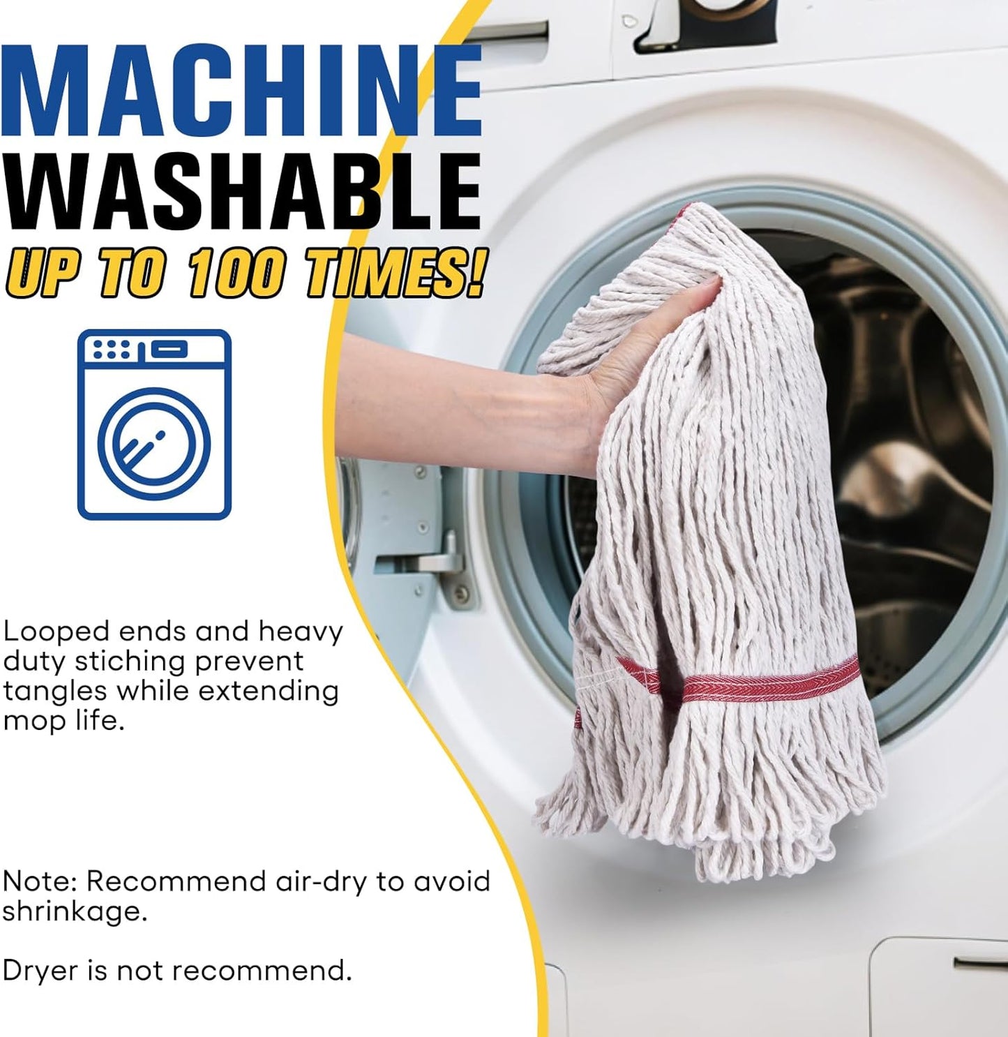 Matthew Cleaning Commercial Mop Head Replacement, 5 Inch Wide Headband, Looped End Cotton Blend String Wet Mops for Floor Cleaning, 18 oz Medium, 1-Pack White