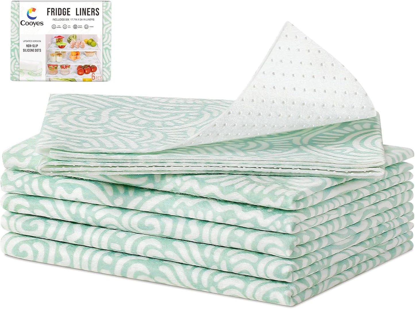 Cooyes 17.7" × 24" Fridge Liners for Refrigerator, Drawer & Shelf Liners for Kitchen Cabinets Non-Adhesive, Breathable Cloth Material, Non-Slip, BPAfree, Machine Washable, Keep Produce Fresh Longer