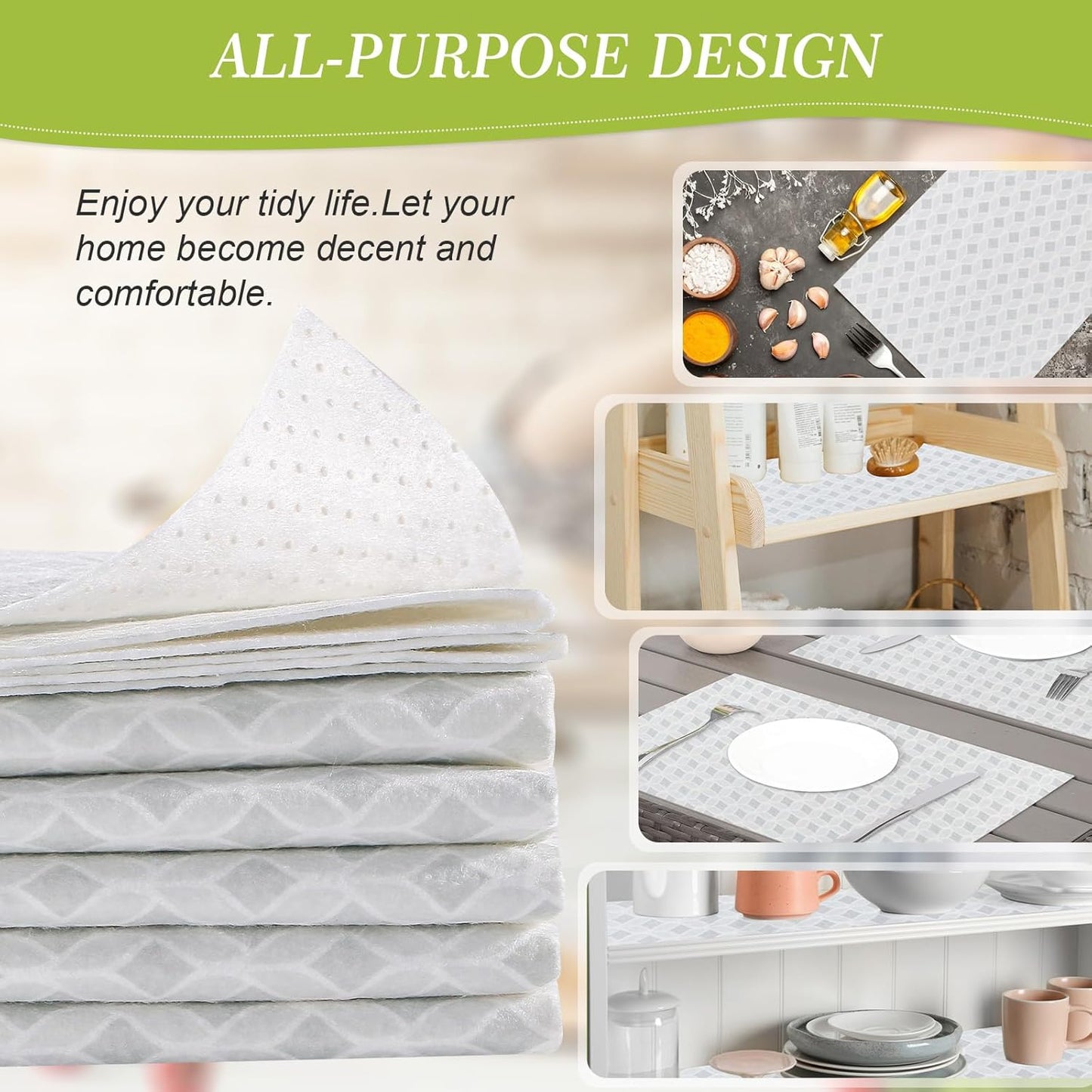 Cooyes Refrigerator Liners 17.7" x 24", Absorbent Strong Grip Fridge Liners Washable, Fridge Shelf Liner for Kitchen Cabinets, Non-Adhesive Refrigerator bin Liners and Mats