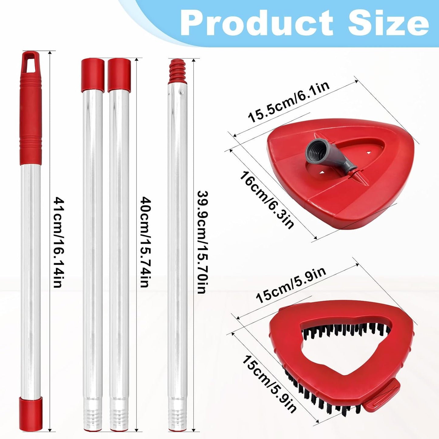 Spin Mop Handle for O-Cedar,Scrub Brush and Mop Base Compatible with Ocedar EasyWring 1 Tank System,4 Section 30" to 58" Mop Replacement Handle Stick Pole for O Cedar Spin Mop Refills and Brooms