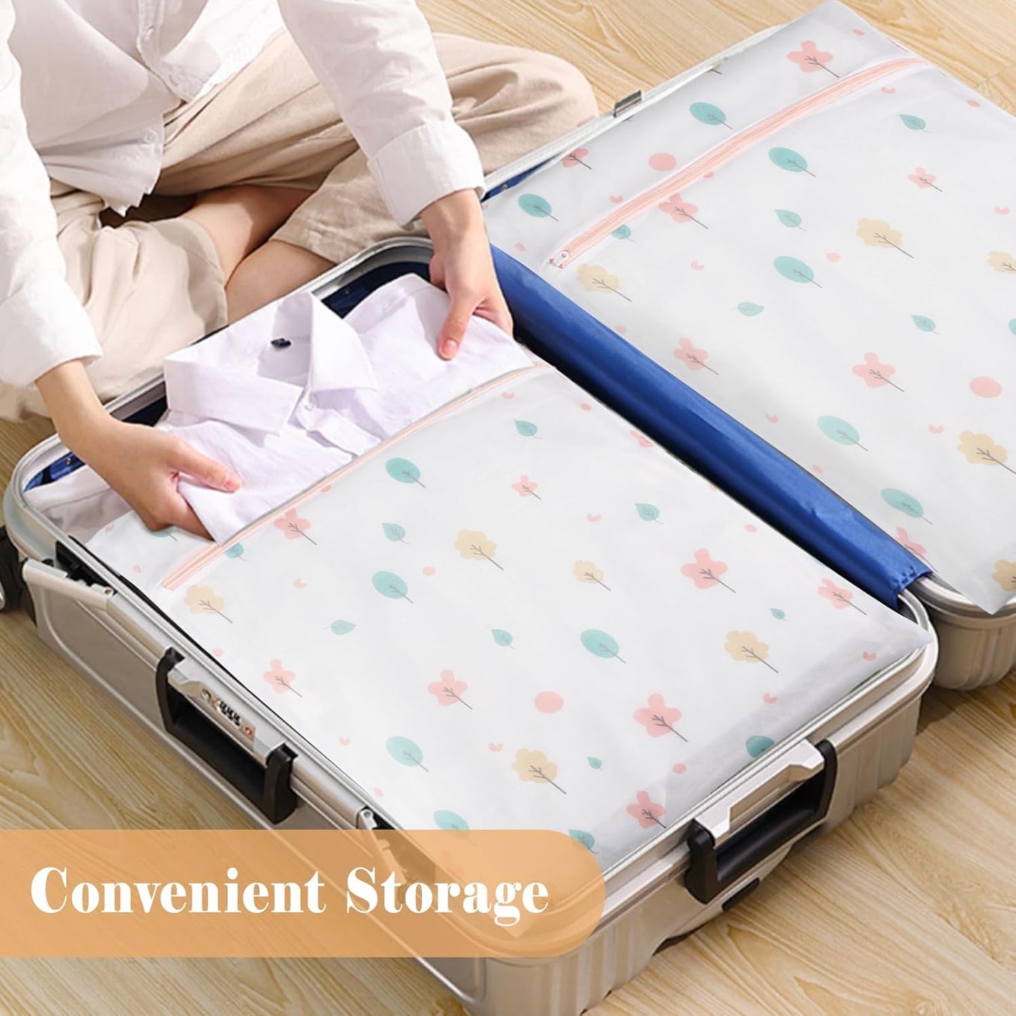 Mesh Laundry Bag, Durable Laundry Bags with Premium Zipper, 5-Piece Washing Machine Wash Bags for Delicates Blouse, Hosiery, Baby Clothes, Travel Organization Bag (Trees)