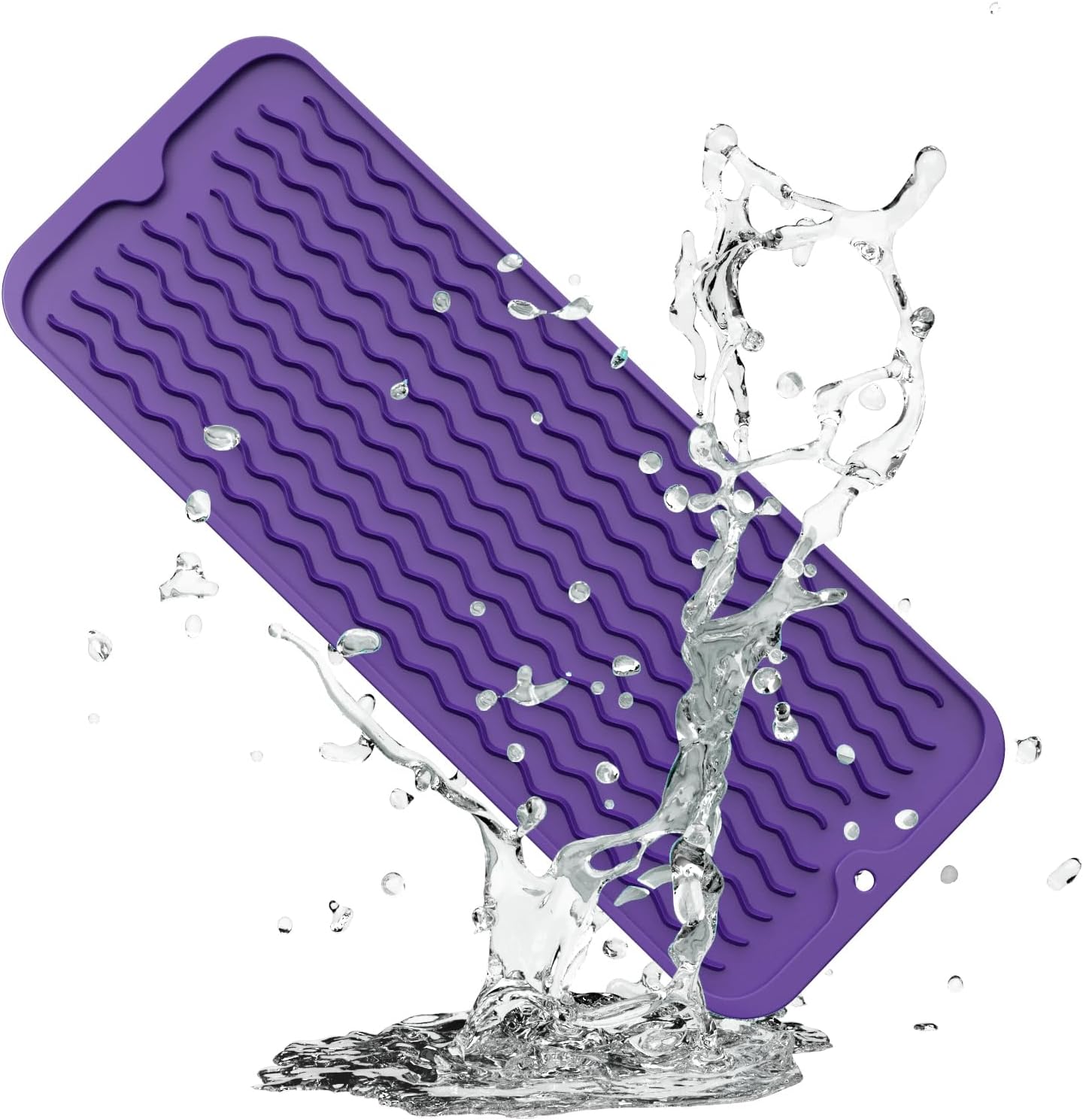 ZLR Silicone Dish Drying Mat for Kitchen Counter, Eco-Friendly Fast Dry Dish Mat, Easy Clean Multi Usage Drying Matt, Heat Resistant Trivet, 6" x 17" Small, Meadow Violet