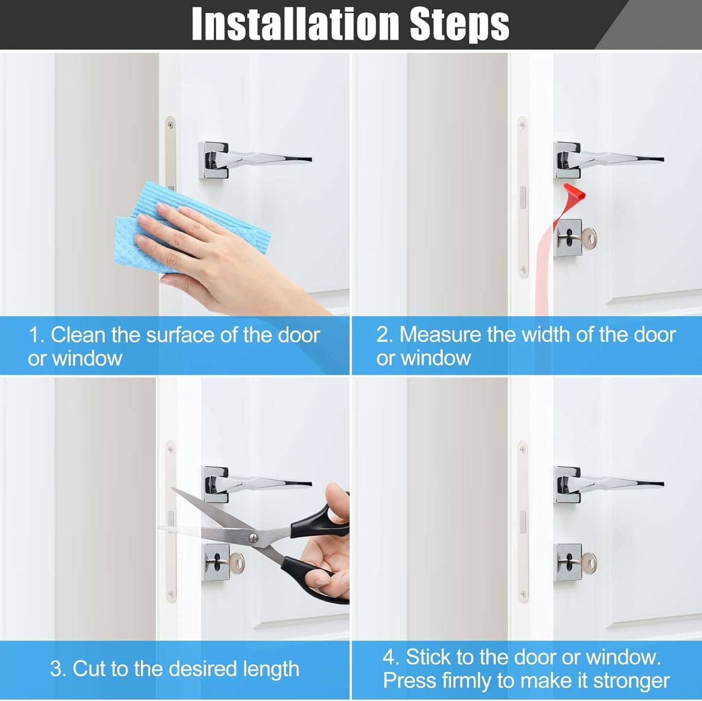 Draft Seal Tape for Doors and Windows 2 in x 20 Ft Silicone Weather Stripping Extra Thick 2mm Door Seal Strip with Strong Adhesive Draft Insulation Stopper Side Seal - Clear