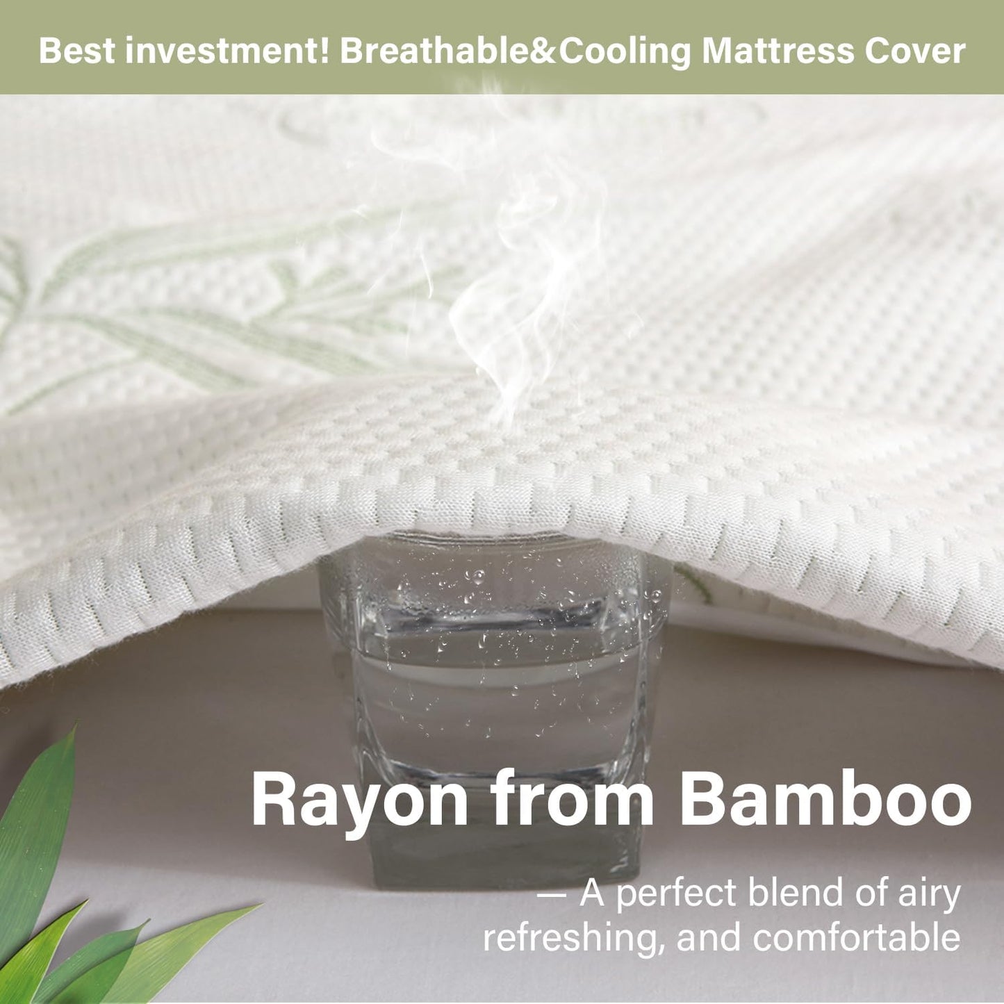 Twin Mattress Protector Waterproof Mattress Pad Washable Bamboo Rayon Mattress Cover Breathable Noiseless Bed Protector 5" - 21'' Elastic Fitted Deep Pocket