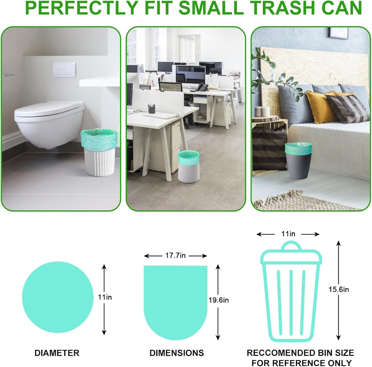 4 Gallon Biodegradable Trash Bags - Inwaysin Bulk 100 Count Unscented Compostable Garbage Bags for Bathroom Bedroom Office Kitchen Trash Can Waste Basket Liners Strong Thick