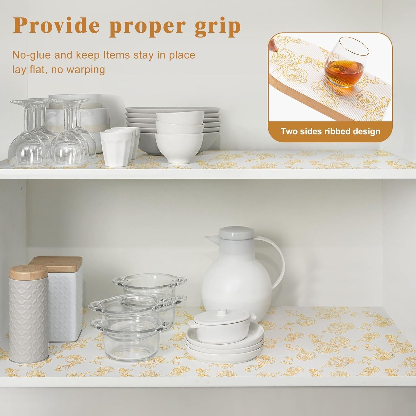 Shelf Cabinet Liner for Kitchen- Non Adhesive Drawer Liner Refrigerator Liner, Premium Waterproof Shelf Paper Protect Surface, Non Slip Easy to Clean Durable EVA Material, Roses, 11.8 in x 20FT