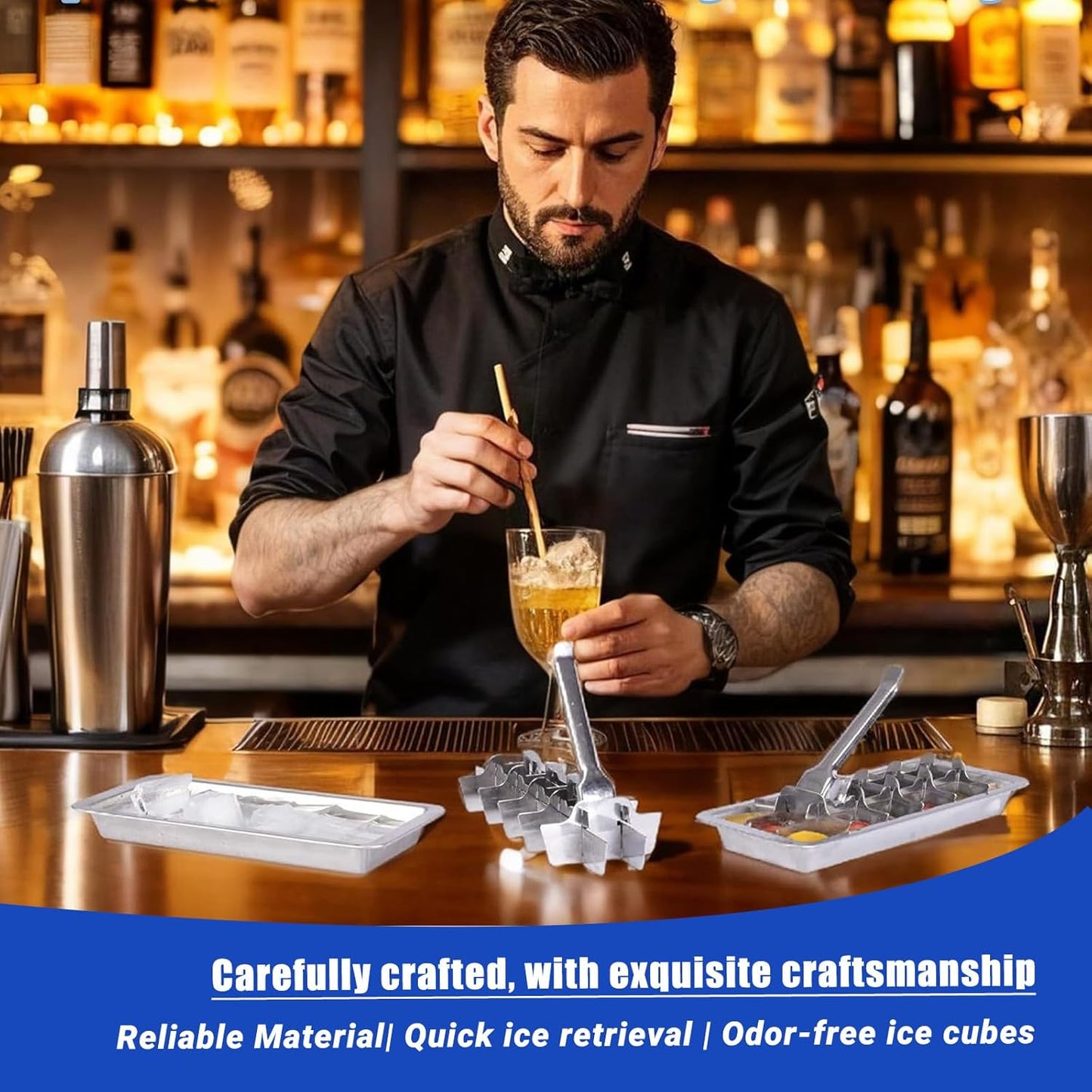 3 Pack 18-Slot Ice Cube Trays Stainless Steel - Professional Heavy Duty Metal Icecube Mold, Non-Toxic Freezer Tray with Lever Release, Bar & Kitchen Use, Send Goods from Local Warehouse