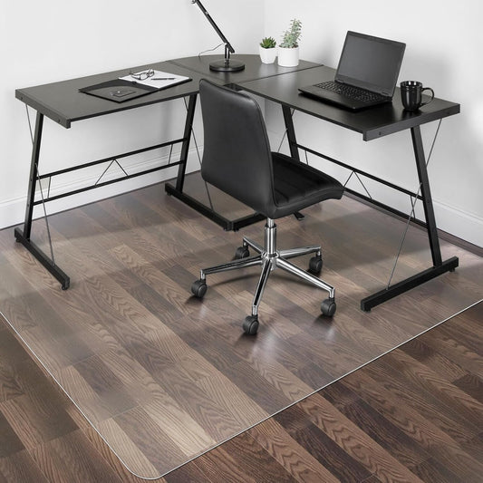 SALLOUS Office Chair Mat for Hard Floors, 63" x 51" Large Chair Mat for Hardwood Floors, Slip Resistant Floor Protector Desk Mat for Home, Waterproof Vinyl Floor Mat for Gaming Chairs (Clear)