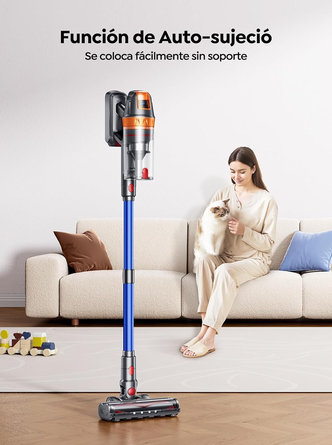 Cordless Vacuum Cleaner, 650W with Extra Mattress Cleaning Tool, 50KPA Stick Vacuum Cleaners for Home 65 Mins Runtime, Self-Standing, Wall Mount Charging, Rechargeable Vacuum for Floor Carpet Pet Hair