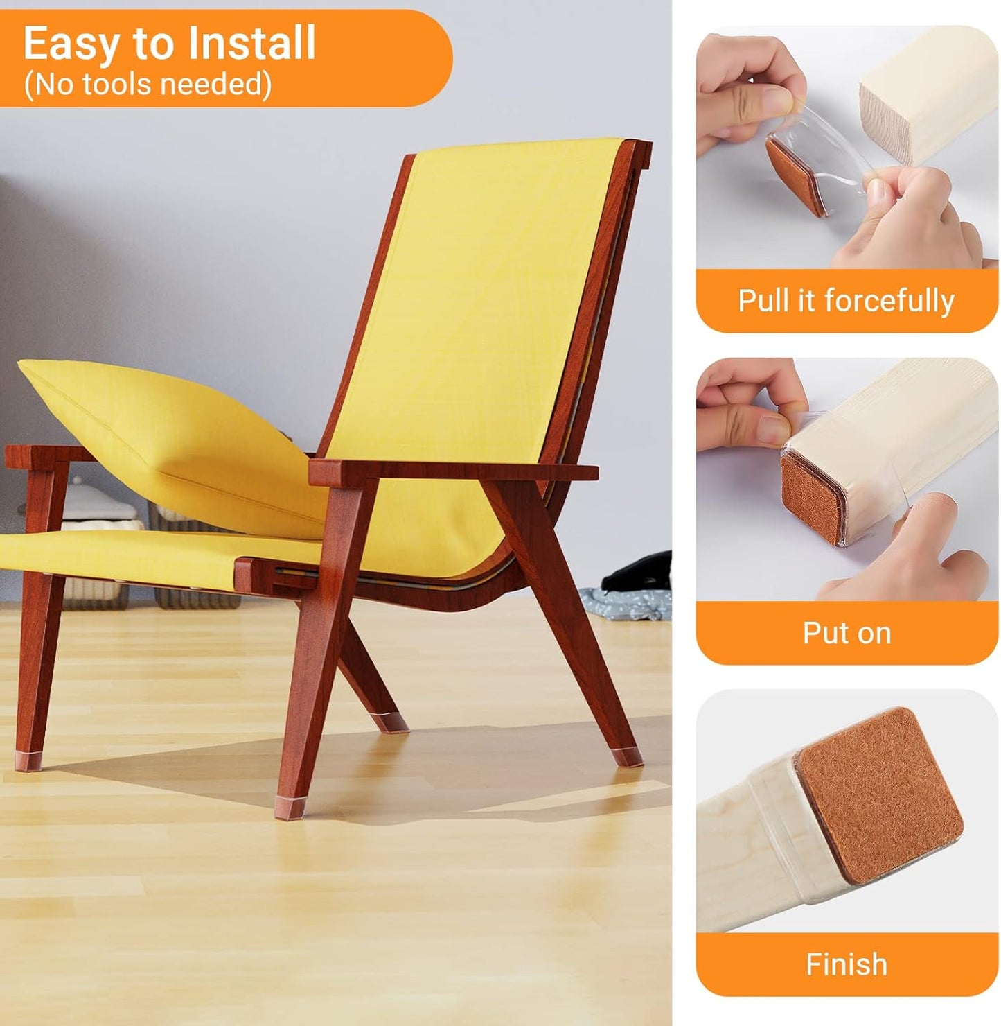 36 Pcs Square Chair Leg Floor Protectors, Felt Furniture Pads for Hardwood Floors, Chair Leg Protectors for Hardwood Floors, Floor Protectors for Chairs, No Scratches and Reduce Noise - Large Size