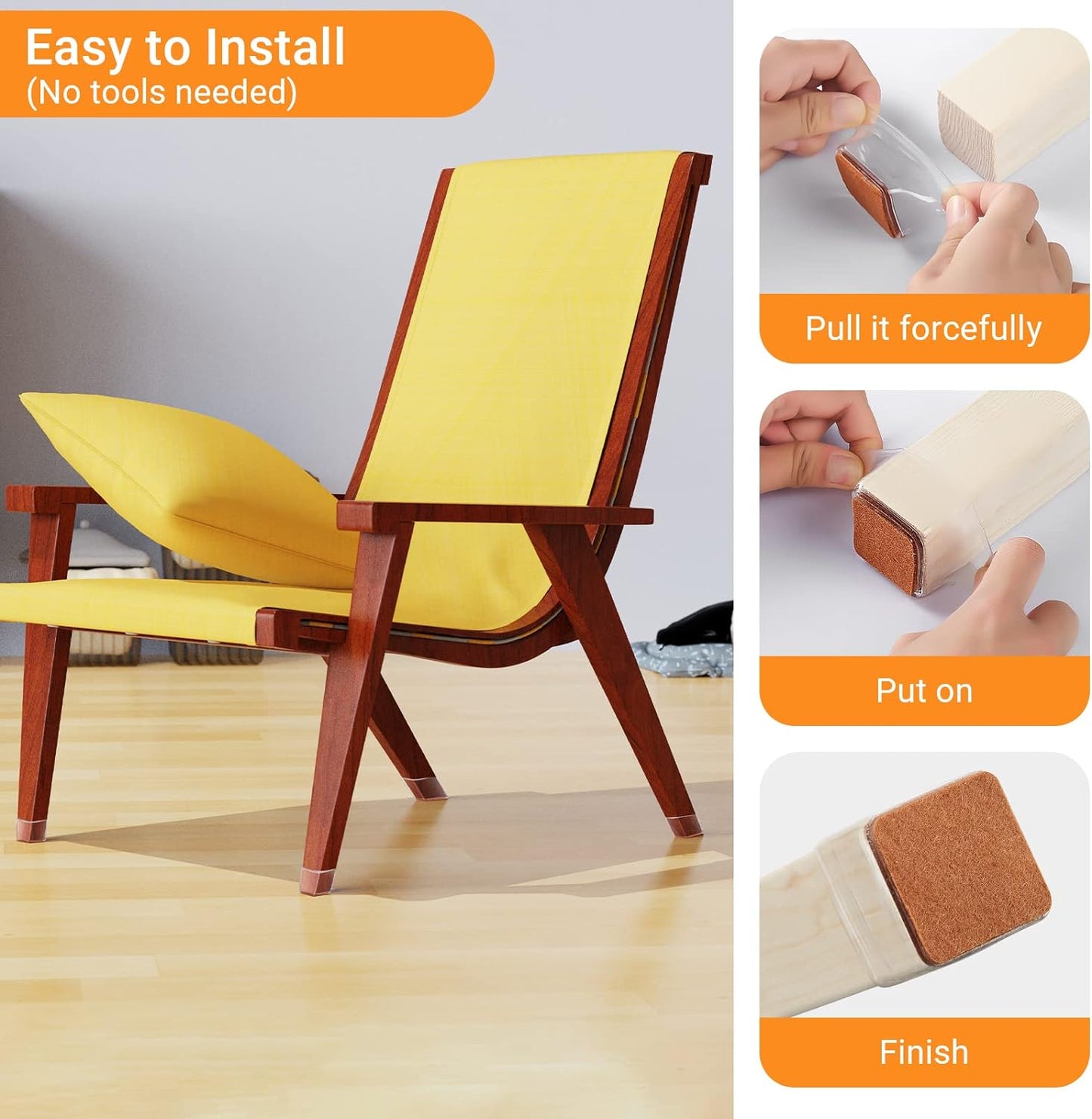 36Pcs Square Chair Leg Floor Protectors, Felt Furniture Pads for Hardwood Floors, Chair Leg Protectors for Hardwood Floors, Floor Protectors for Chairs, No Scratches and Reduce Noise - XSmall Size