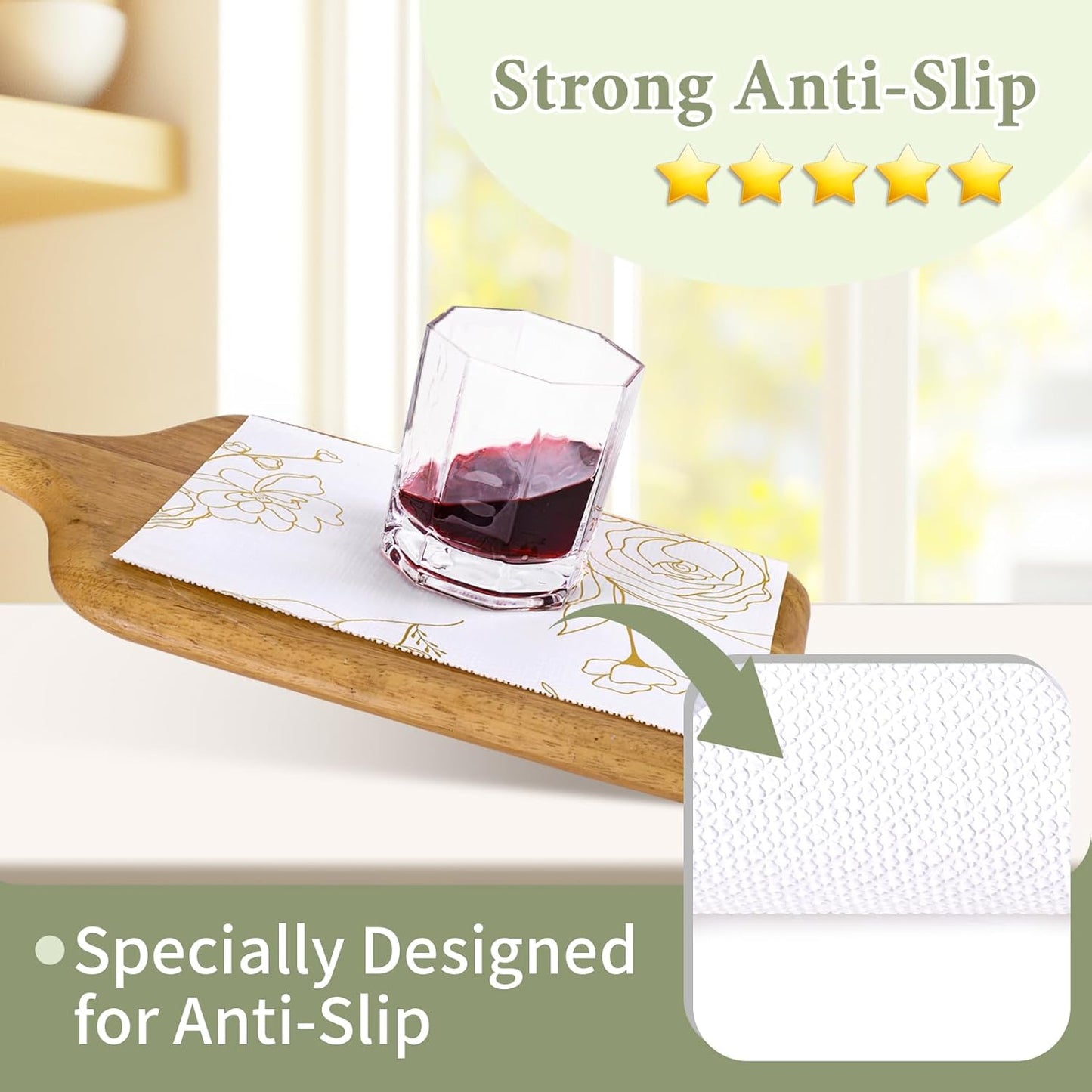 Shelf Liners for Kitchen Cabinets 17.5in x 20FT Non Adhesive Drawer Liner Gold Floral Thickened Shelf Liner Paper Strong Non-Slip Easy to Clean for Tool Box Refrigerator with Knife and Tape Measure