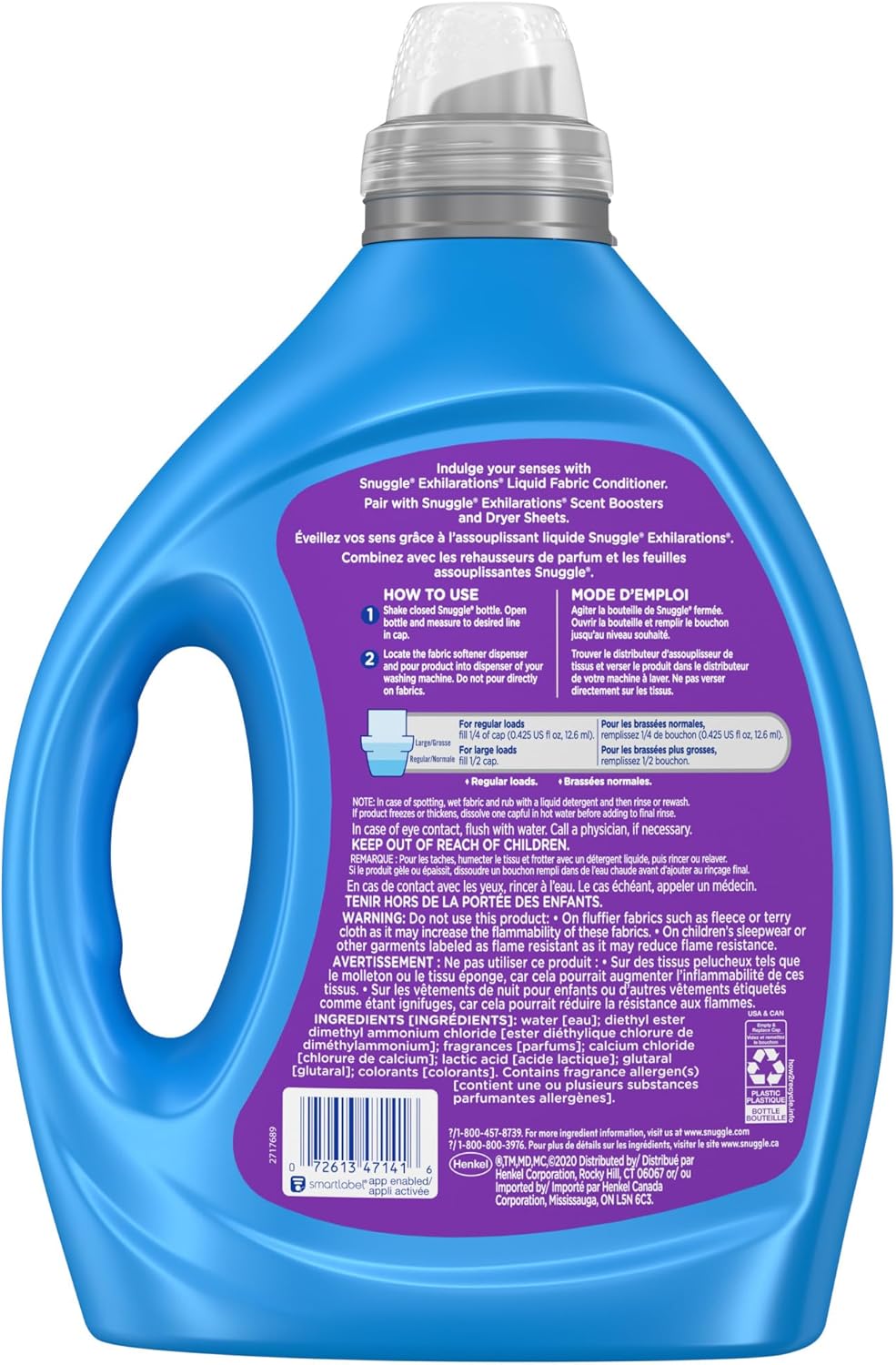 Snuggle Exhilarations Liquid Fabric Softener, Lavender and Vanilla Orchid, 2X Concentrated, 188 Loads