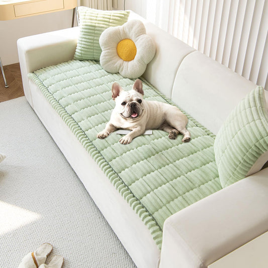 OTOB Couch Cover for Dogs Washable, Non Slip Funny Pet Couch Covers Sofa Slipcovers Cushion Mat, Plush Soft Cozy Pet Friendly Furniture Protector, All Seasons (Matcha Green, 23.6" x 47.2")