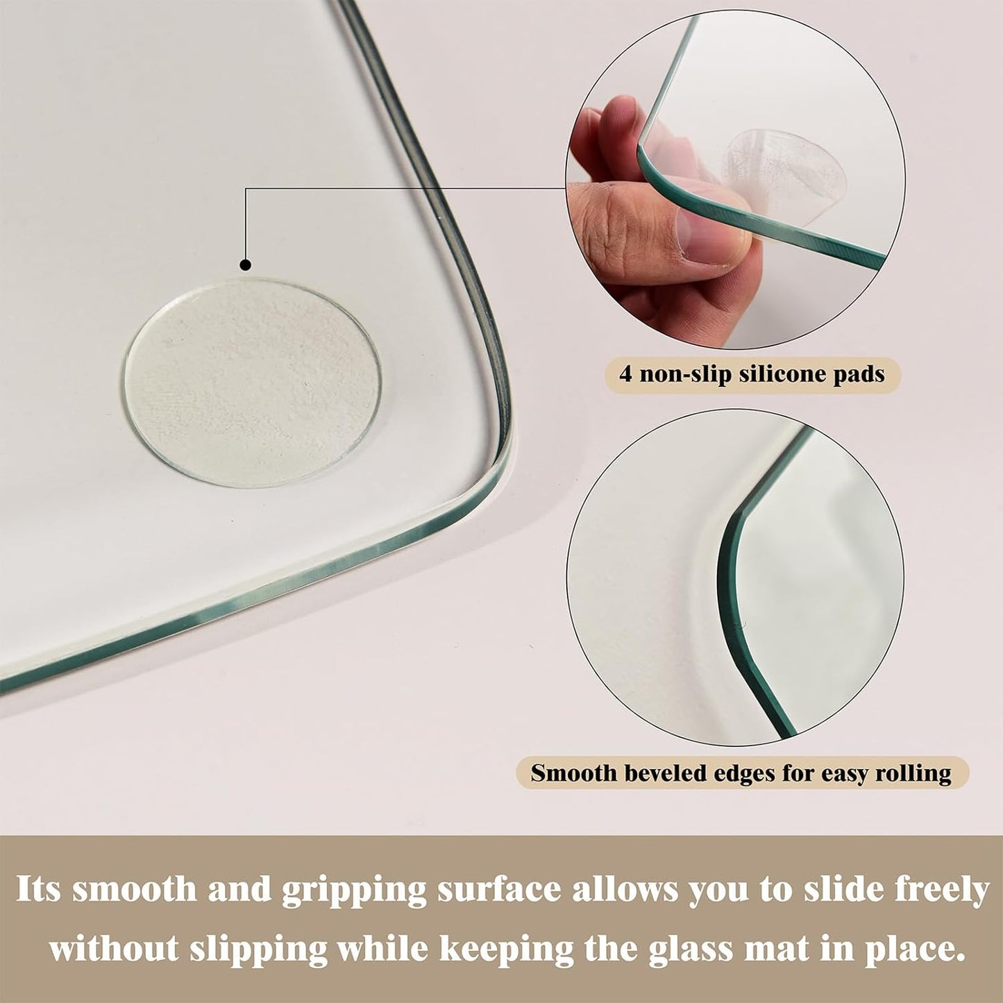 Koonmi Tempered Glass Chair Mat for Hardwood Floors & Carpets, 36" x 55“ Transparent Heavy Duty Office Floor Protector with Noise-Free Gliding Shatterproof for Home Office Desk