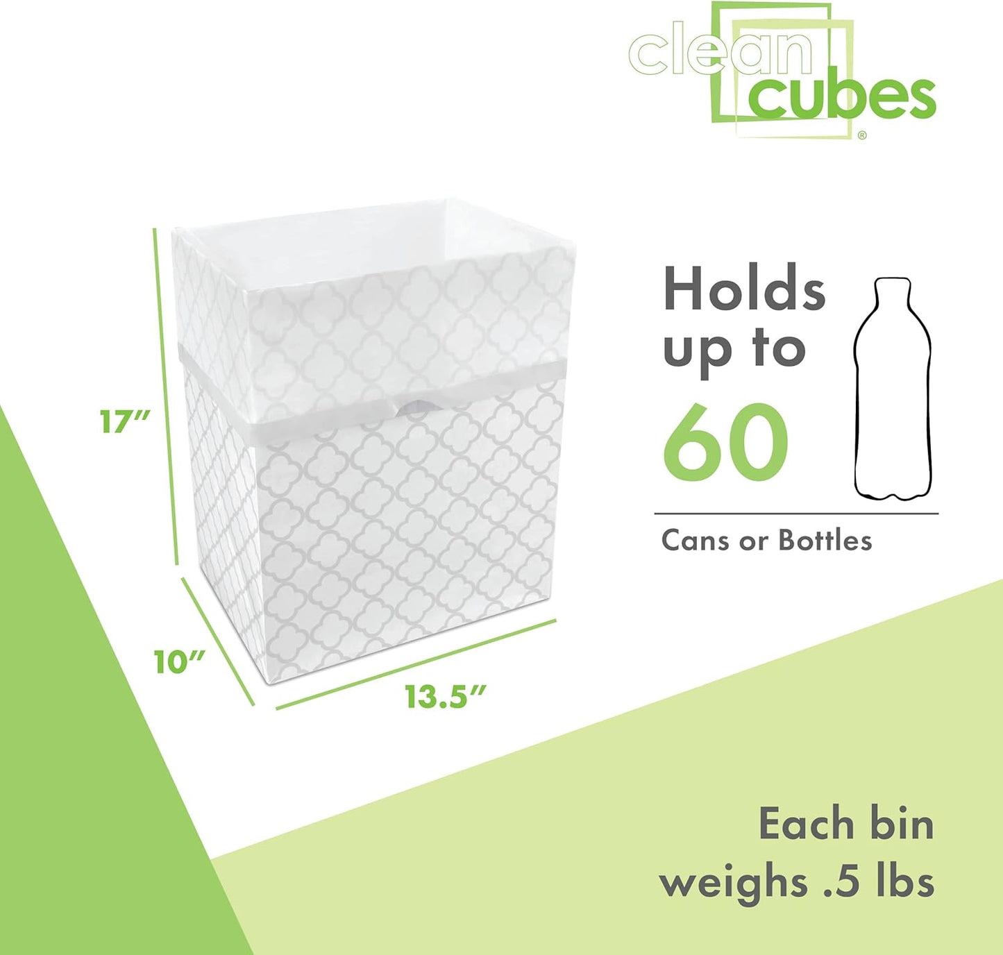 13 Gallon Disposable Pop-Up Trash Cans (6-Pack) with Fitted Bags – Foldable Garbage & Recycling Bins for Parties, Events & Kitchen (Trellis, 17" H x 13.5" W x 10" D)