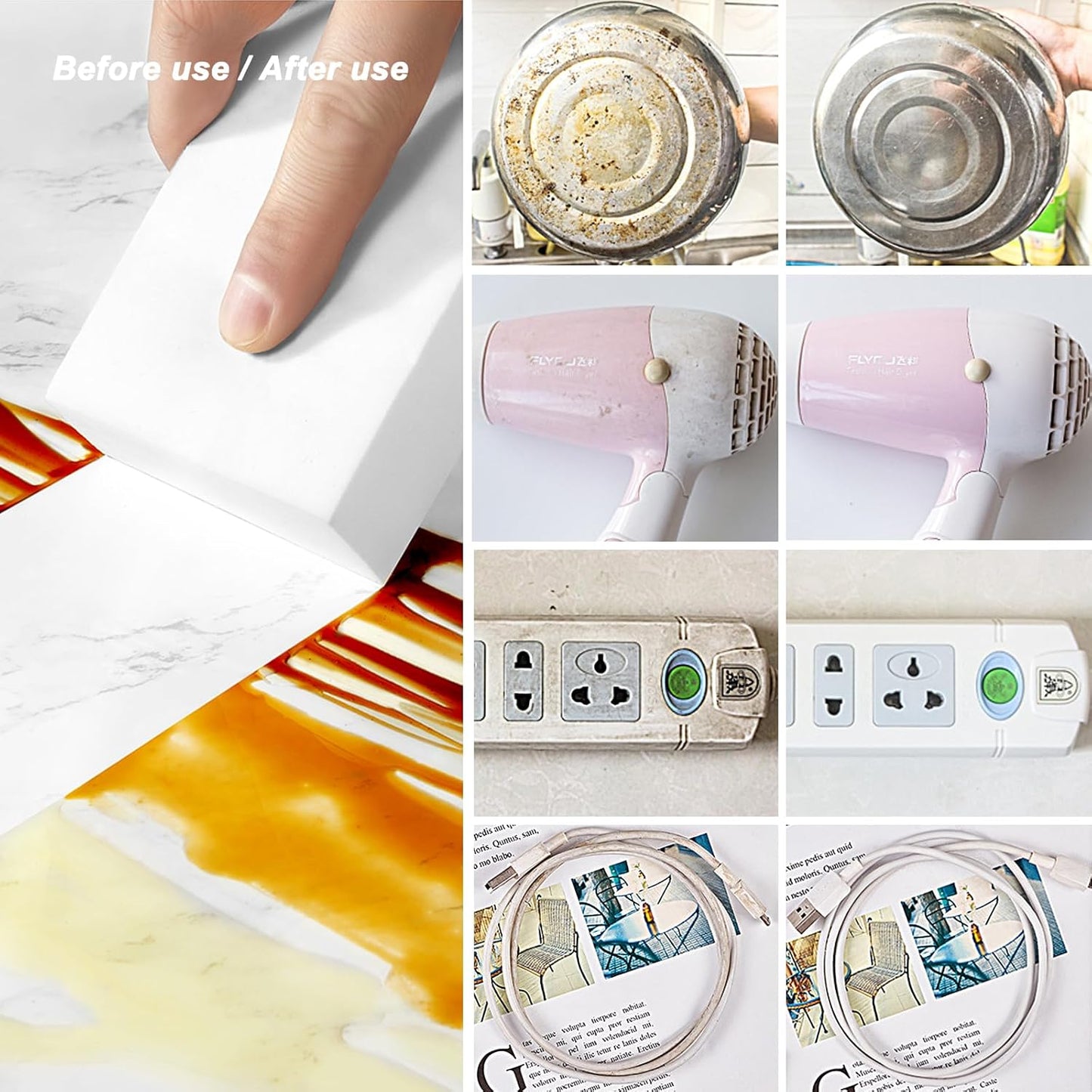 10Pack Melamine Sponges for Multi-Purpose Cleaning - Tough, Durable Magic Sponge Erasers for Use on Sinks, Kitchen, Bathrooms, Walls, Floors, Bathtubs, Shoes, Furniture, Cars - Won't Rip Easily.