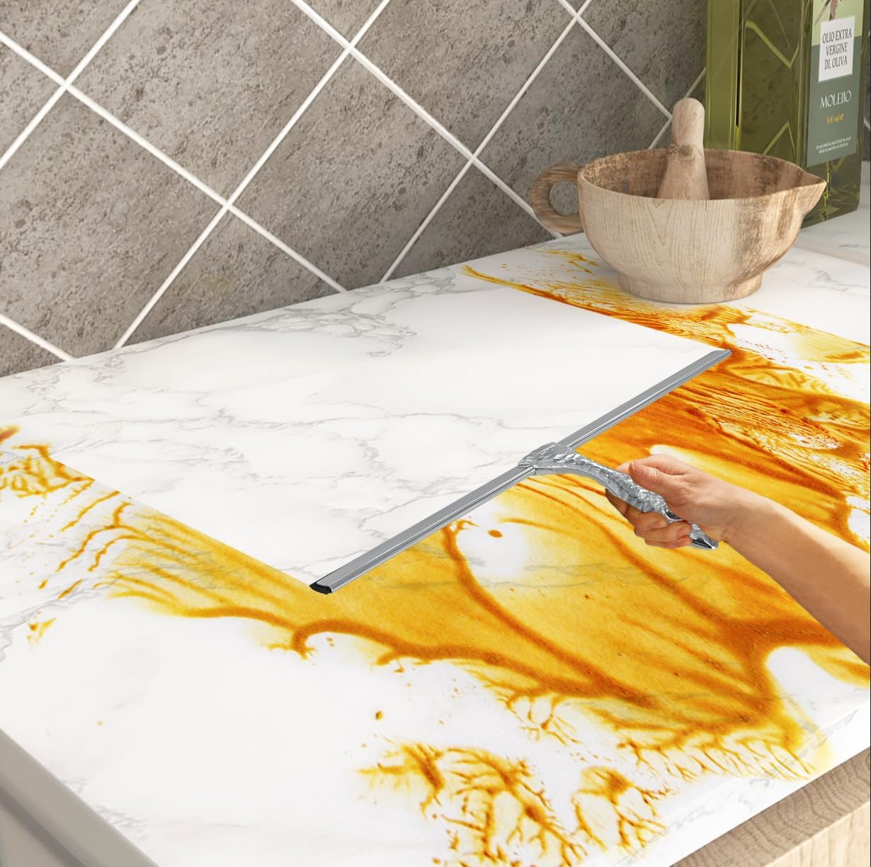 2-Pack Shower Squeegee for Glass Doors, 10 inch Silver Stainless Steel & 5 inch Pink Mini with 2 Hooks, Non-Slip Hammered Handle, Silicone Wiper for Shower, Bathroom, Tile and Mirror