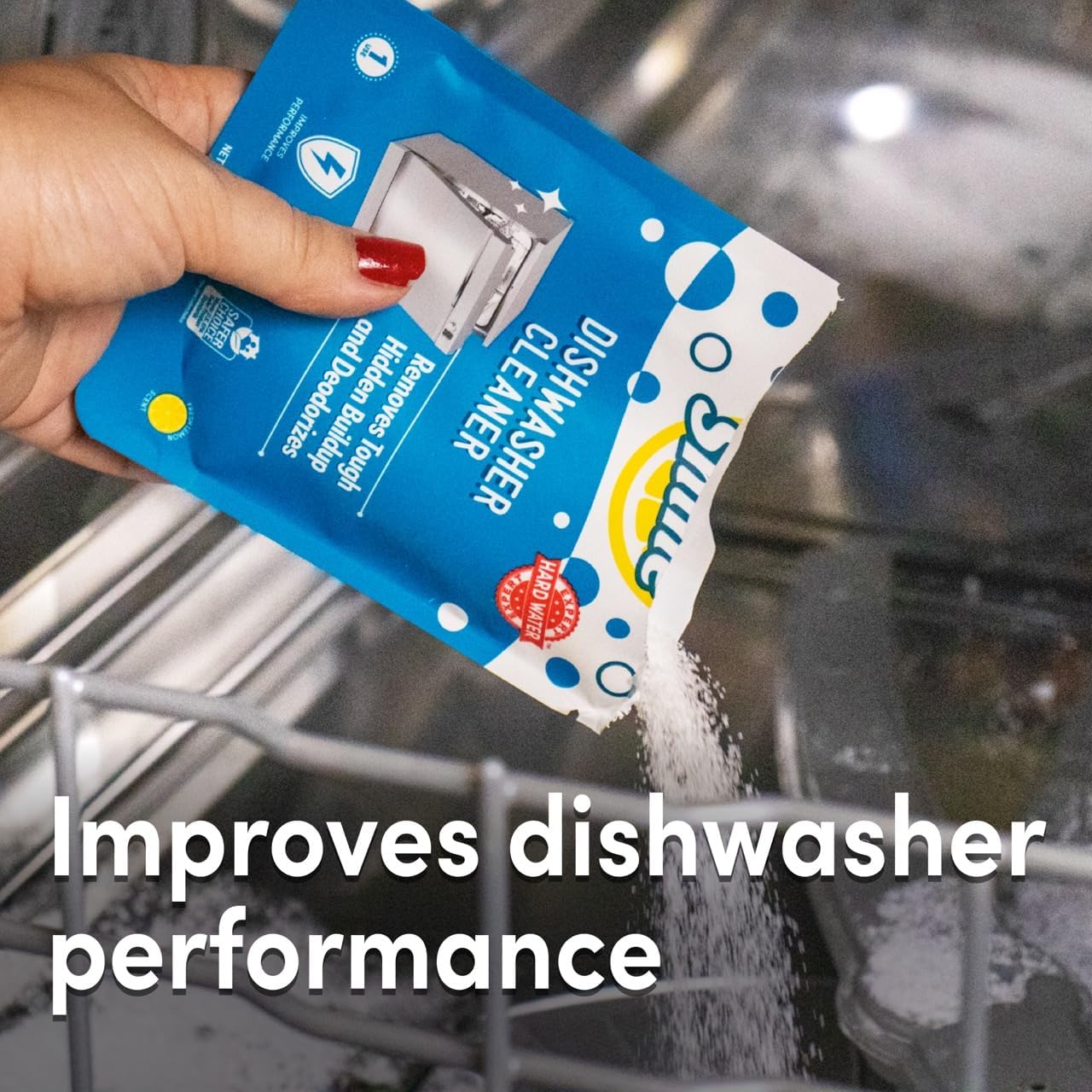 Lemi Shine Natural Dishwasher Cleaner - Hard Water Citric Acid Cleaning Powder - Lemon Scented Eco-Friendly Dishwasher Cleaner & Deodorizer - 1.76 oz