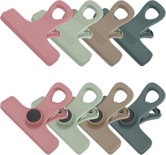 TACGEA Chip Clips, Magnetic Bag Clips with Air Tight Seal for Food Storage, 8 Pieces, Neutral Color