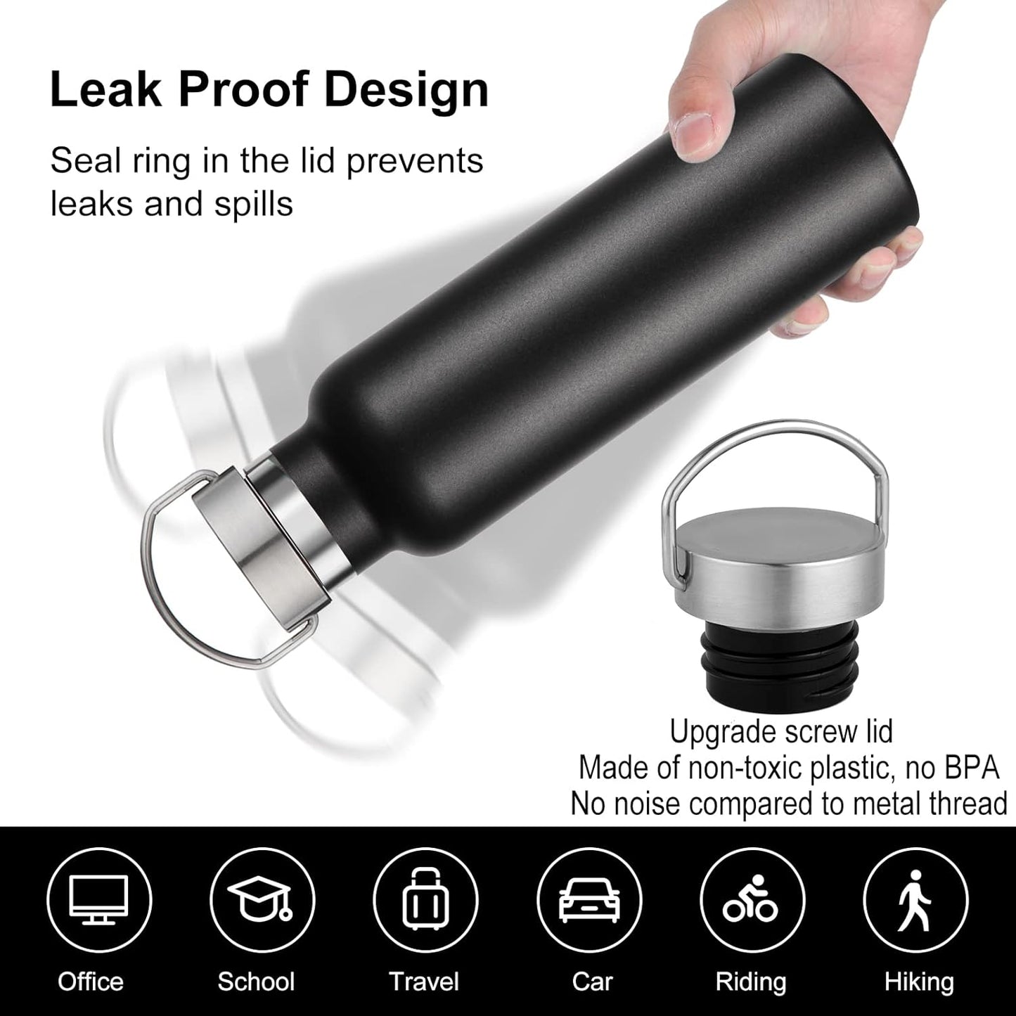 Neihepal 20 oz Insulated Water Bottles Bulk 2 Pack,Stainless Steel Double Wall Sport Bottle with Lid of Handle,Metal Reusable Thermoses Flask for School,Cyclists,Hikers,Gift (Mix,Set of 2)