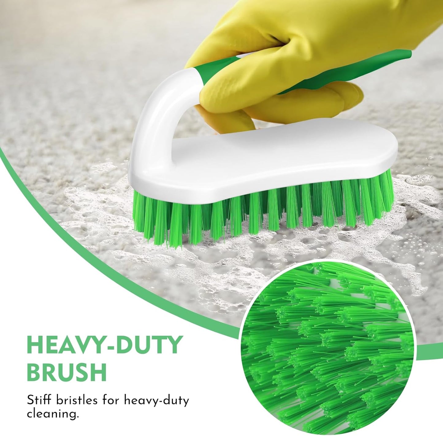 SetSail Scrub Brush, Heavy-Duty Scrub Brushes for Cleaning with Stiff Bristles Cleaning Brush for Shower, Bathroom, Carpet, Kitchen and Bathtub Scrubber - 3 Pack, Green
