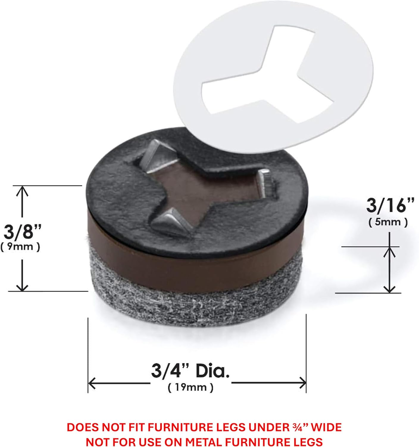 GorillaFelt CB240 Chair Leg Floor Protectors/Felt Glides (Set of 8) Tap On Felt Furniture Pads Guaranteed to Stay On, 3/4 Inch Round Sliders