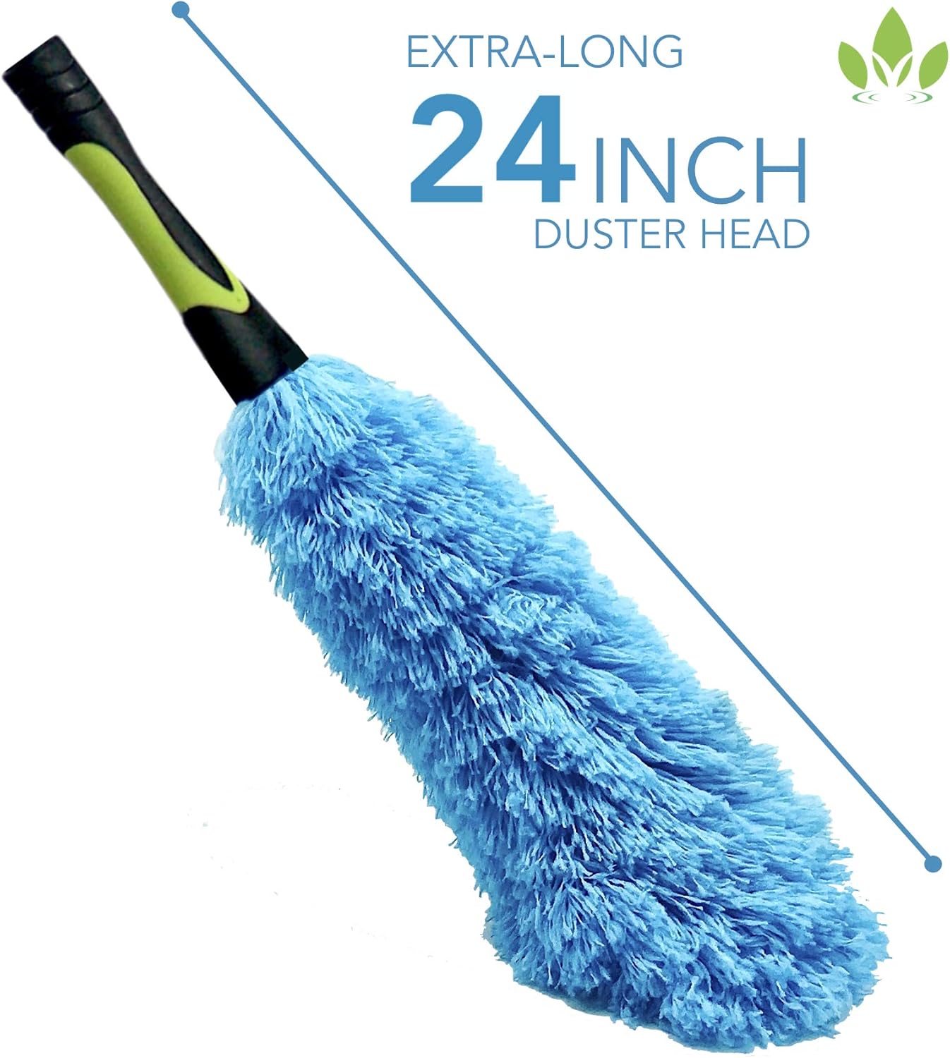 EVERSPROUT Flexible Microfiber Feather Duster | Extra-Long 24 inch Brush Head with Hand-Grip | Twists onto Standard 3/4 Inch Threaded Pole | (Duster Attachment Only, No Pole)