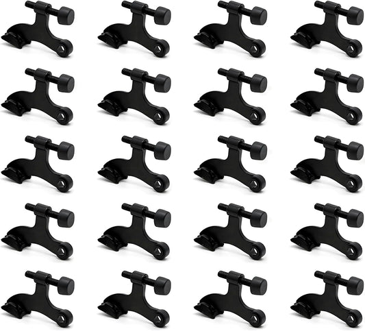 20 Pack Hinge Pin Black Door Stopper, Adjustable Heavy Duty Hinge Pin Door Stop with Black Rubber Bumper Tips