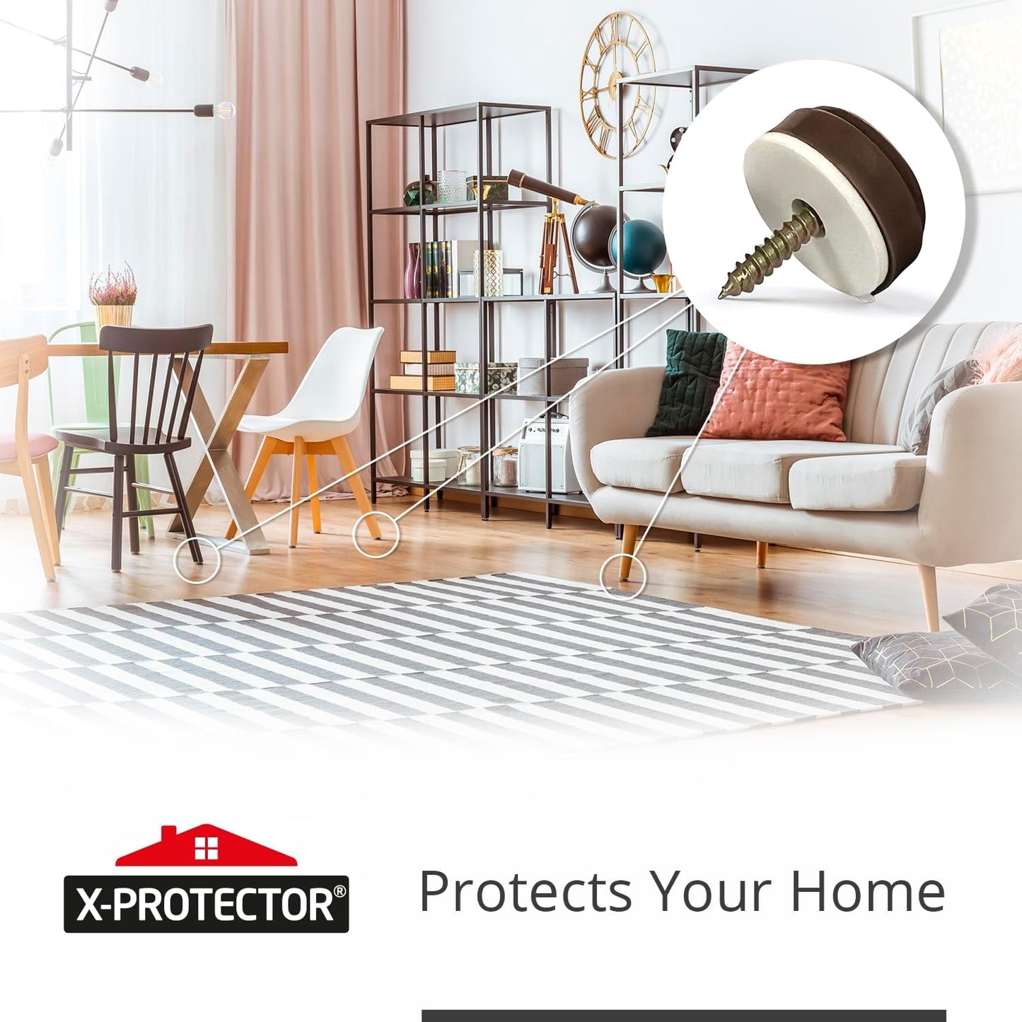 Chair Glides X-PROTECTOR – 16 PCS 1" Furniture Glides – Screw-On Chair Sliders – Premium Chair Leg Floor Protectors – Slide Furniture Effortlessly on All Floor Types with Small Furniture Sliders!