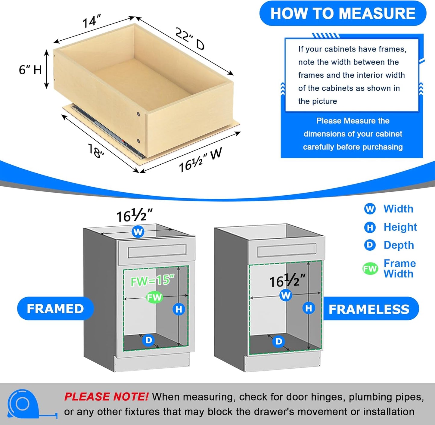 WelFurGeer Soft Close Pull Out Drawers for Cabinets, 14" W x 22" D Pull Out Cabinet Organizer, Space-Saving Cabinet Organizer with Easy Installation, Durable Pullout Drawers for Home Kitchen