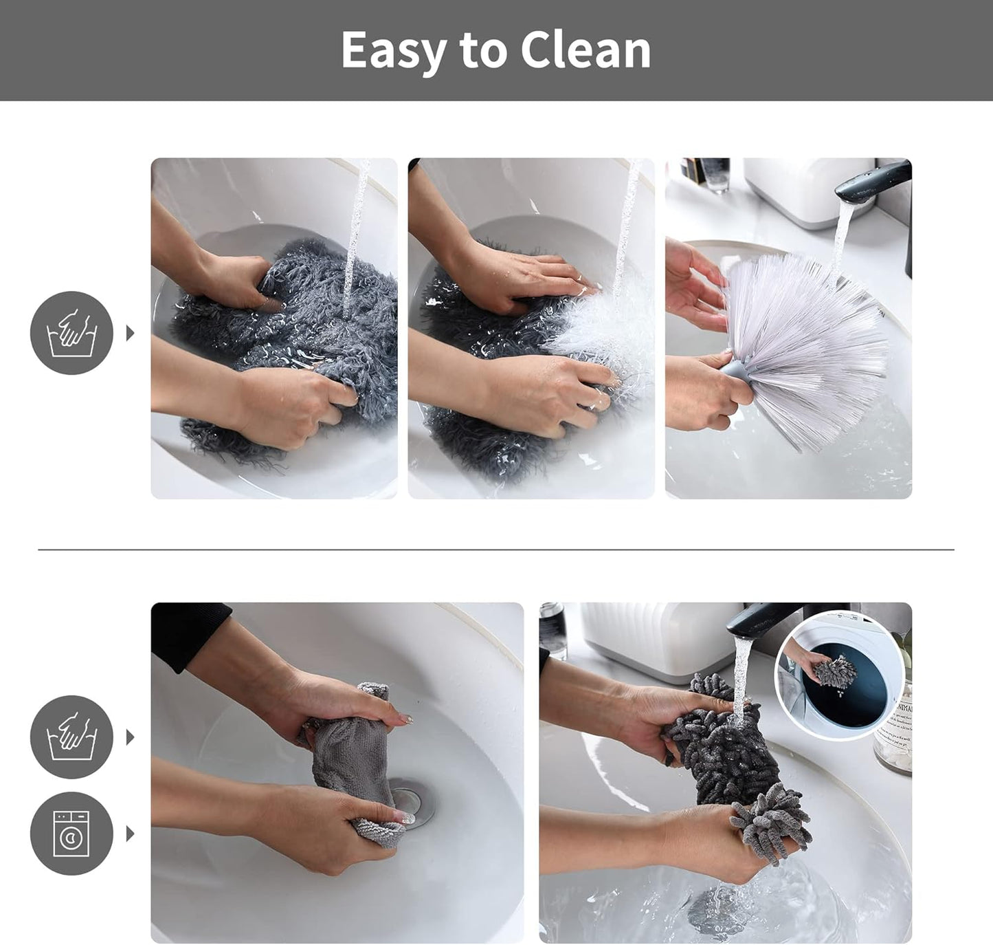 BOOMJOY Microfiber Feather Duster 7PCS, Bendable Dusters with 100 inches Extension Pole for Cleaning High Ceiling, Fan, Blinds, Cobweb, Furniture, Cars