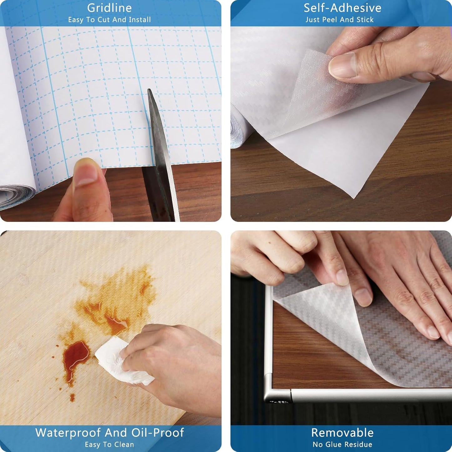 Self-Adhesive Shelf Liner Kitchen Liner, Waterproof Backed Paper Easy Peel and Stick Contact Liner Without Residue for Decor Your Desk Surface, Kitchen Countertops (Clear, 11.8 x 236.2 inches)
