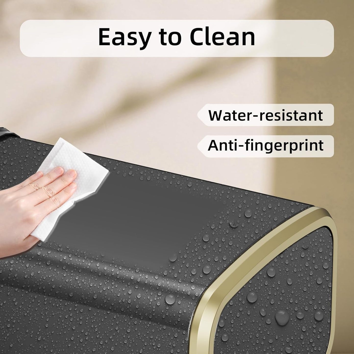 8L/2.1 Gal Small Bathroom Trash Can with Lid, Swing-Top Rectangular Waste Bin, Stainless Steel Garbage Can for Home, Office, Toilet, Bedroom, Living Room (Titanium Black)