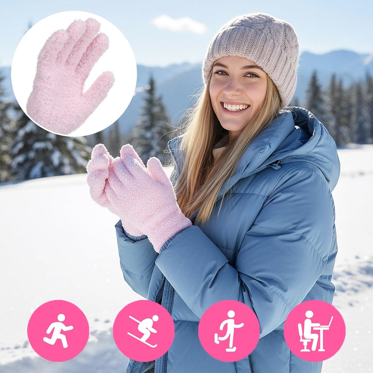 Grevosea 3 Pairs Microfiber Gloves Household Cleaning Glove Plant Dusting Glove Washable Reusable Mittens Gloves for Plants House Cars Blinds Dusting Furniture and Small Objects (3 Colors)