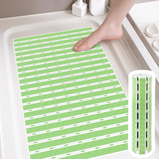 Matace Non Slip Rubber Bathtub & Shower Mat with Suction Cups, Thick Textured Surface, Fast Drain and Upright Drying Design, No Pooling Water for Better Hygiene, 27 x 16 Inch, Mint Green