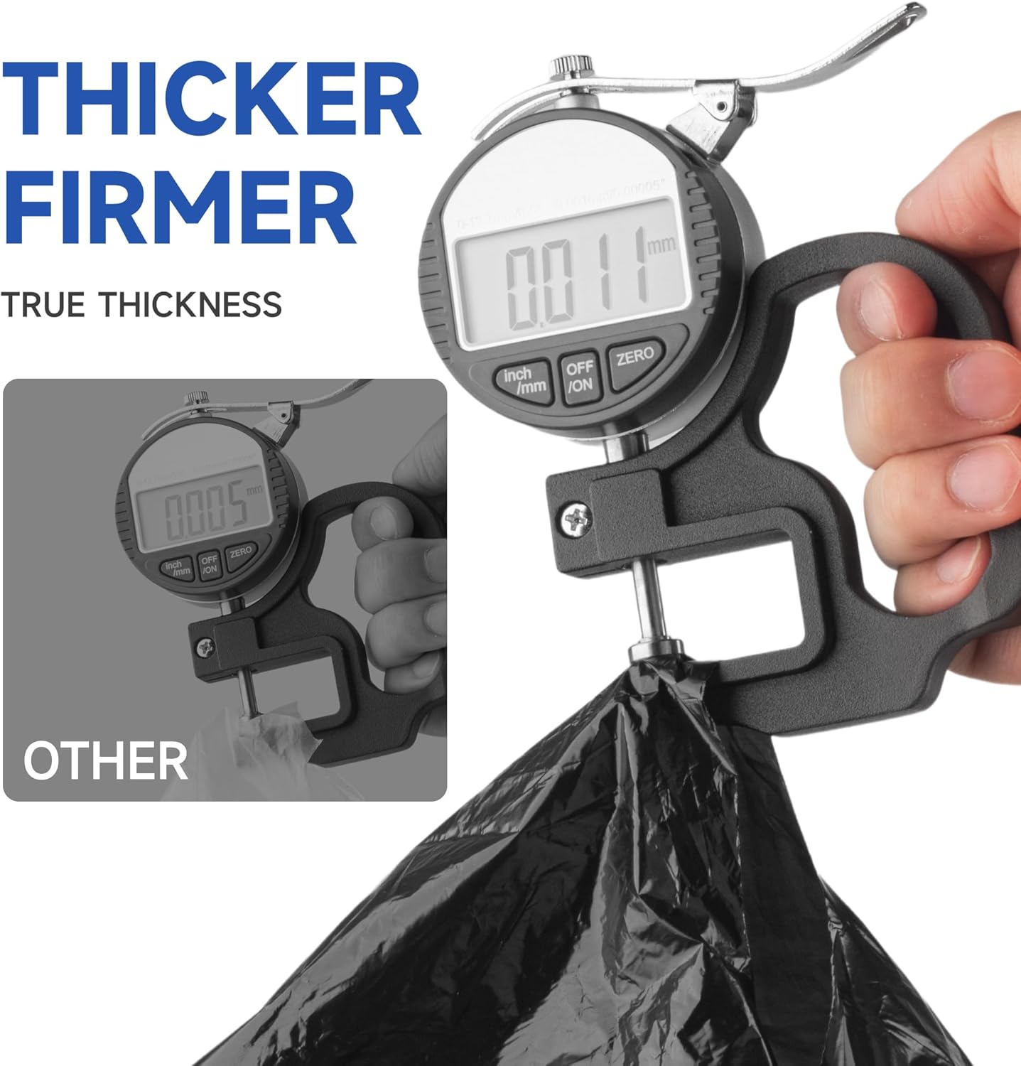 Small Trash Bags with Handles 2.6 Gallon 200 Count Black - Ocean Plastic Upcycling - Plastic Garbage Bags, Can Bin & Waste Basket Liner for Kitchen, Bathroom, Office and Pets