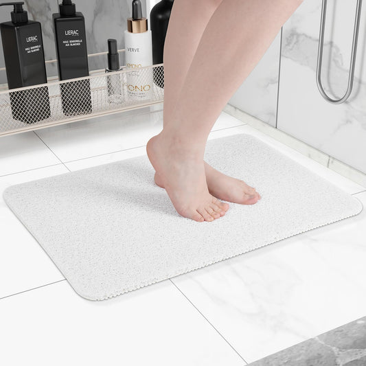 Non-Slip Bathtub Mat, Anti Slip Shower Mat, Fast Drying Bathtub Mats, Foot Scrubber Mat, Anti Slip Mat for Tub, Floor, Bathroom, Kitchen, Home, Hotel (White 24"×16")