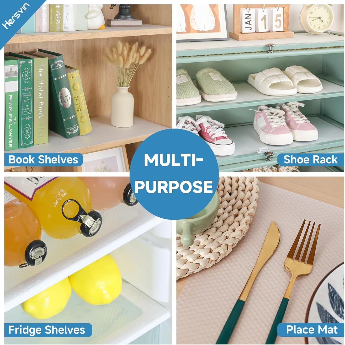 Shelf Liners 24 in x 20 ft EVA Drawer Mats, Non-Adhesive Cupboard Protector, Kitchen Cabinet Lining Fridge Liner (Clear Flat Dot, 61x610cm)