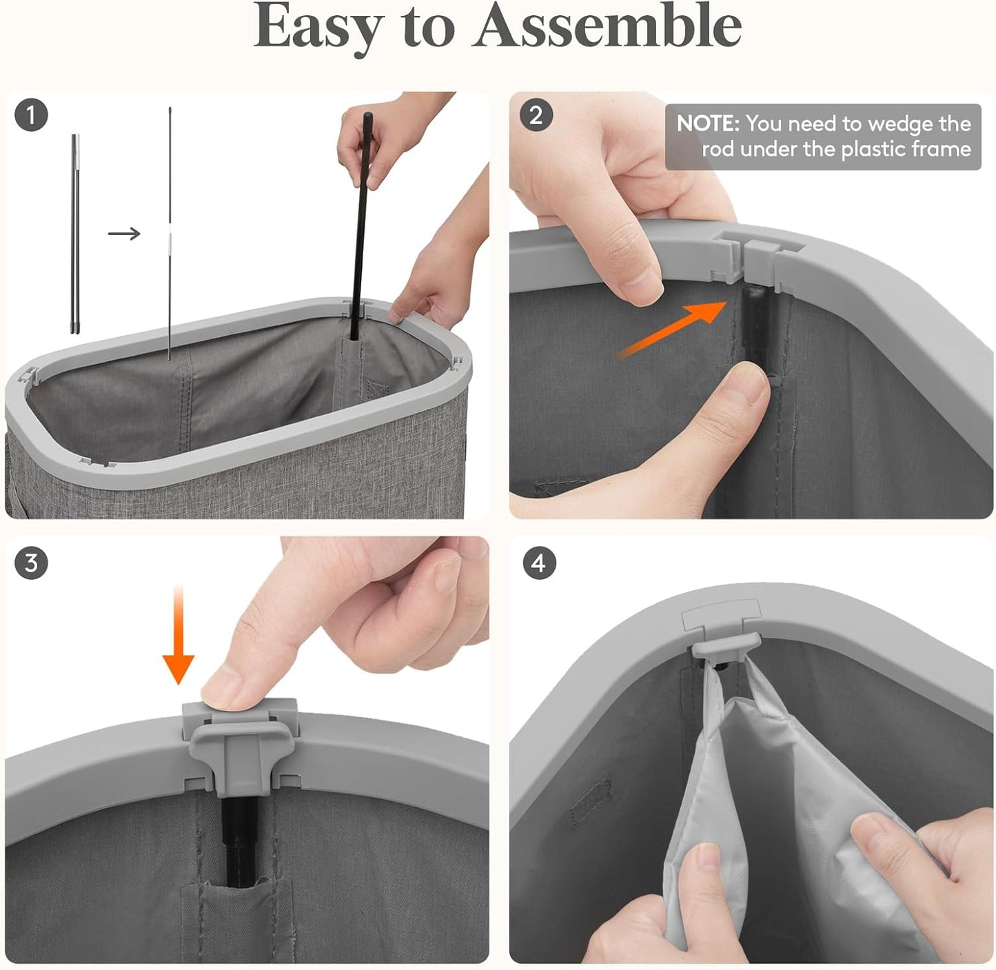 Lifewit 75L Slim Laundry Basket with Lid, Narrow Large Laundry Hamper with Plastic Handles and Removable Bag, Tall Foldable Dirty Clothes Hampers for Laundry Room, Bedroom, Bathroom, Dorm, Gray