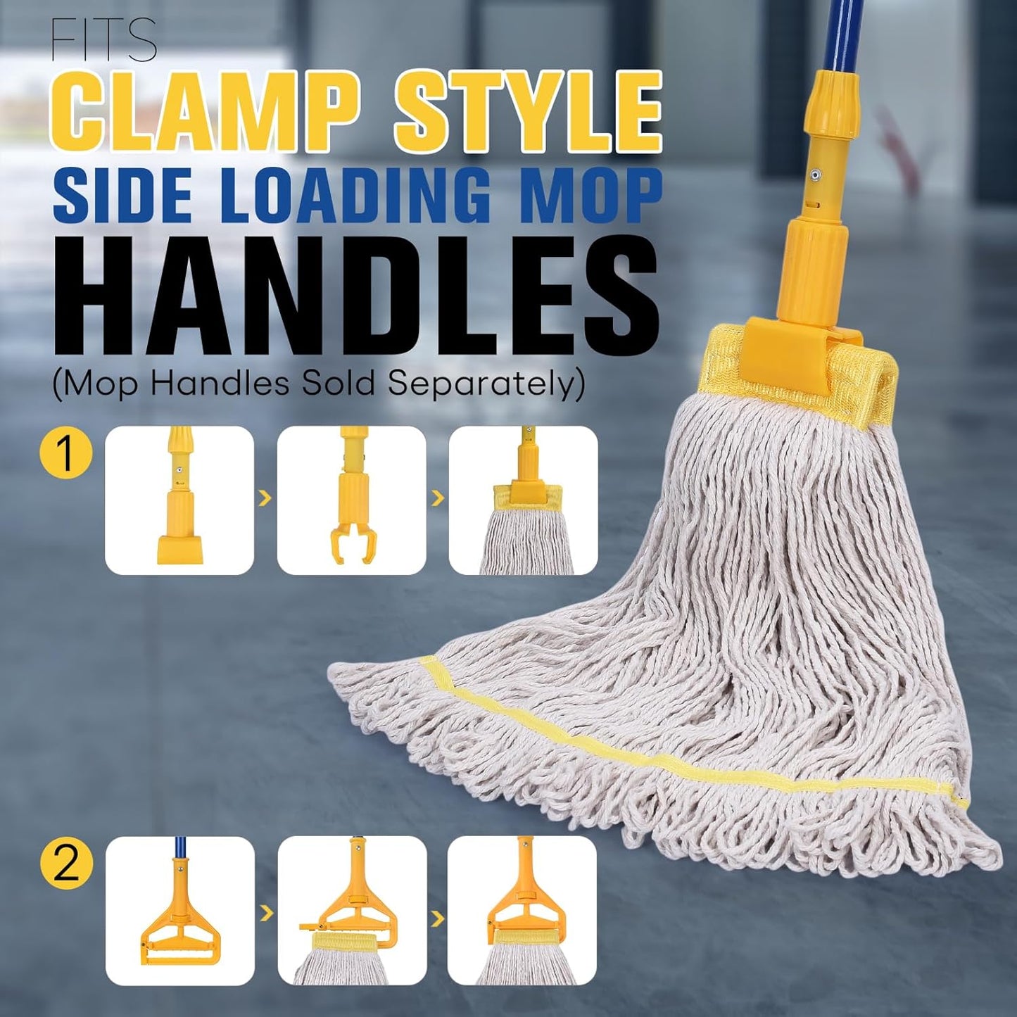 Matthew Cleaning Commercial Mop Head Replacement, 5 Inch Wide Headband, Looped End Cotton Blend String Wet Mops for Floor Cleaning, 24 oz Large, 6-Pack White