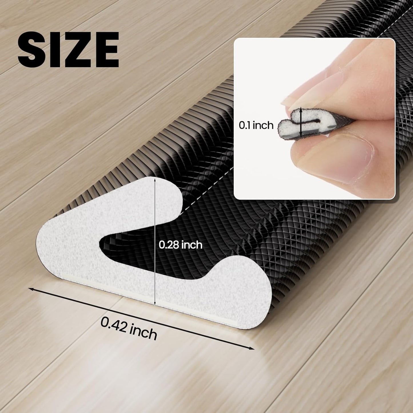 V Shape Foam Weather Stripping Door Frame Seal Strip 19.7FT Black, Draft Stopper, Insulation Winter, Weatherstripping, Gap Sealing, Soundproofing, Self-Adhesive Used for Exterior Front Door Side