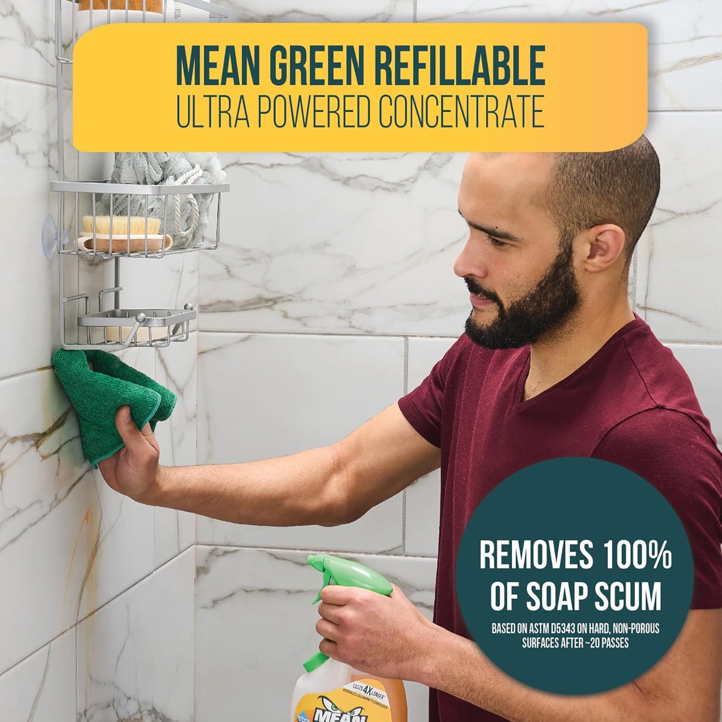 Mean Green Refillable Ultra Powered CONCENTRATE Bathroom Cleaner, Tropical Breeze, 14.3 Ounce 2-Pack